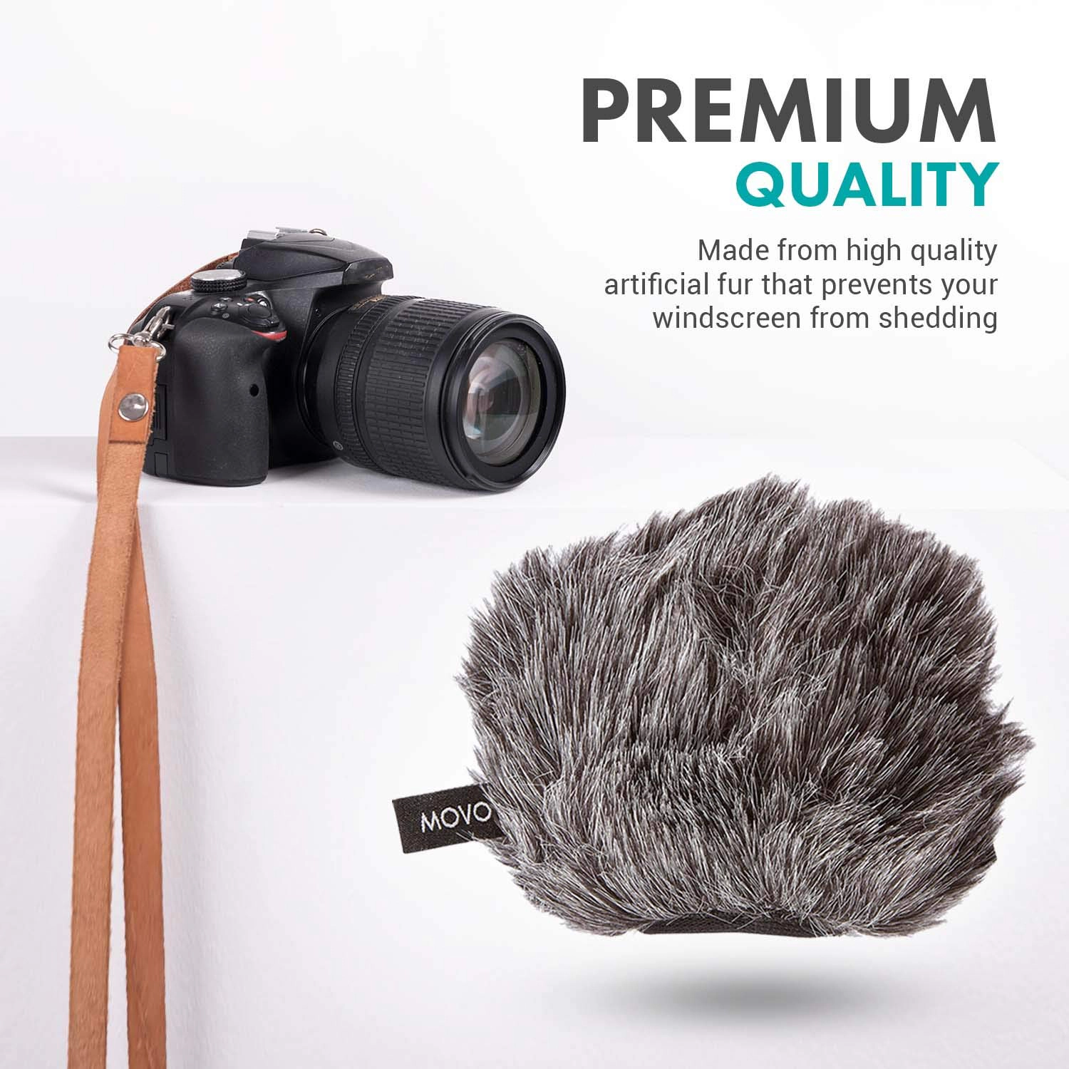 Movo WS-G9 Furry Outdoor Microphone Windscreen Muff, Dark Gray
