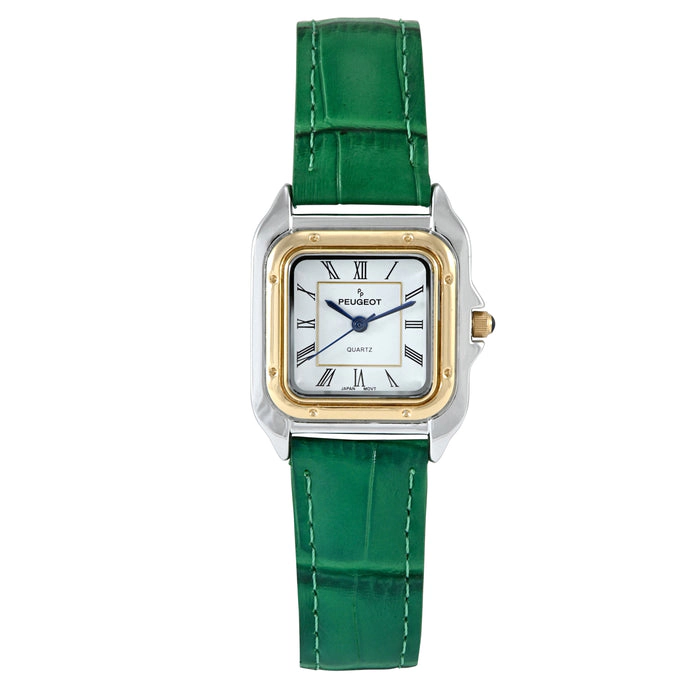 Peugeot Women's Watch 32mm Square Tank Shape Leather Strap Watch