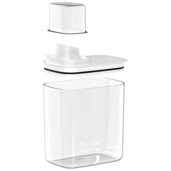 OU Laundry Detergent Dispenser w/ Measuring Cap, Liquid Laundry Soap & Fabric Softener Dispenser w/ Drip Return Lid