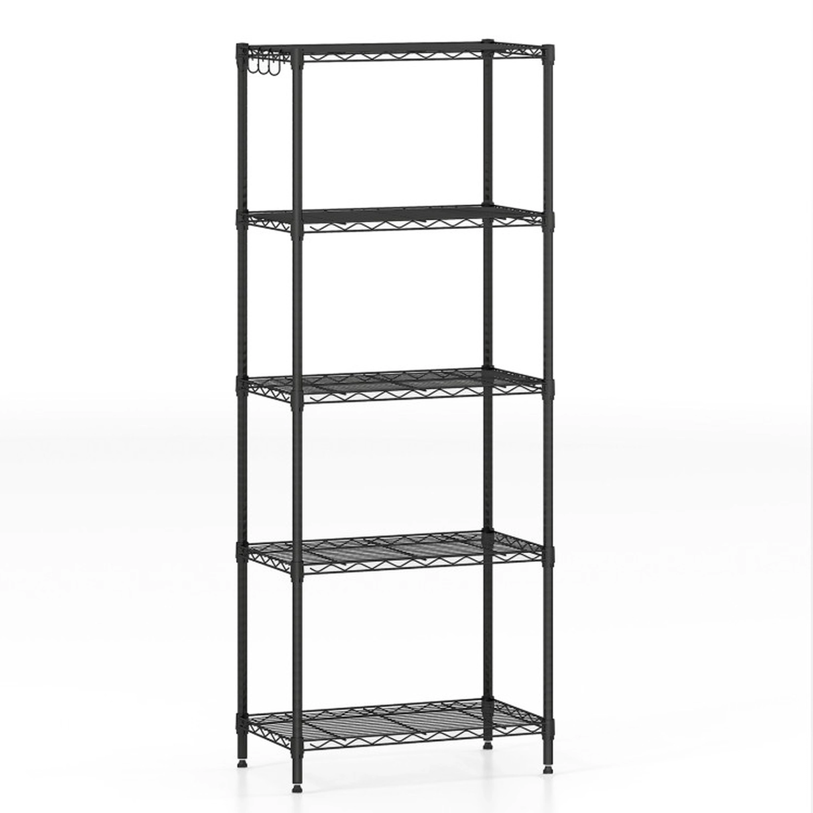 SUGIFT 5-Tier Adjustable V-Shaped Wire Rack Metal Storage Shelving 23.5-in x 13.5-in x 60-in 750-lb Capacity Black