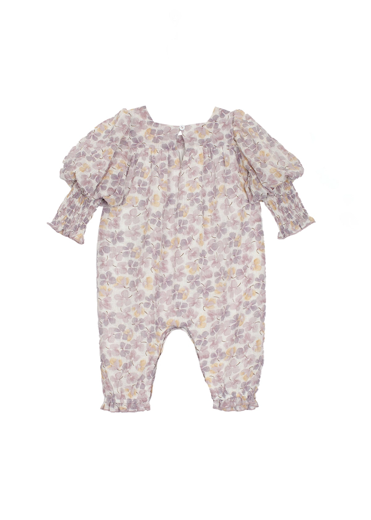 Mabel and Honey Lavender Dew Crepe Chiffon Baby Romper