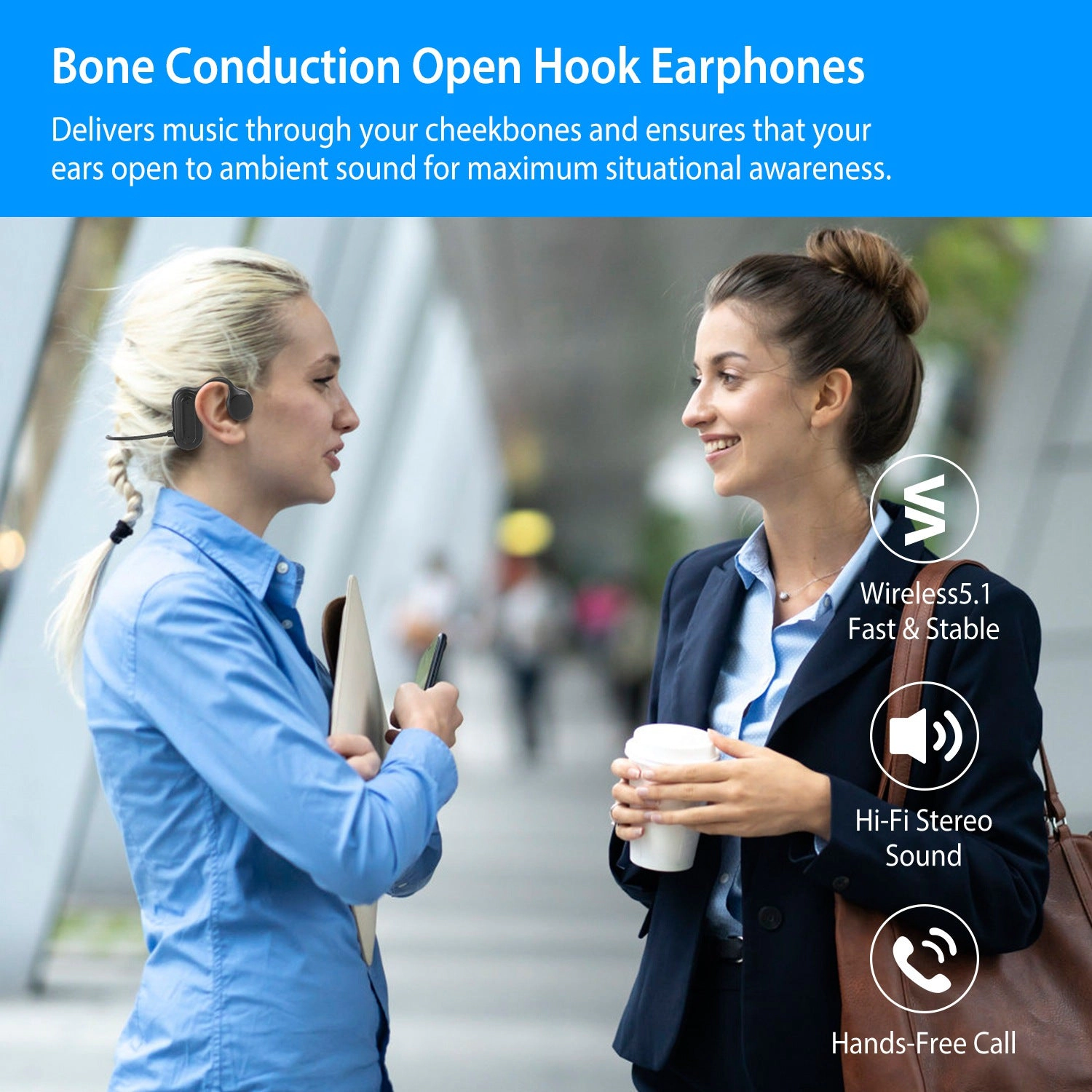 GBruno Wireless Bone Conduction Headphones With Mic