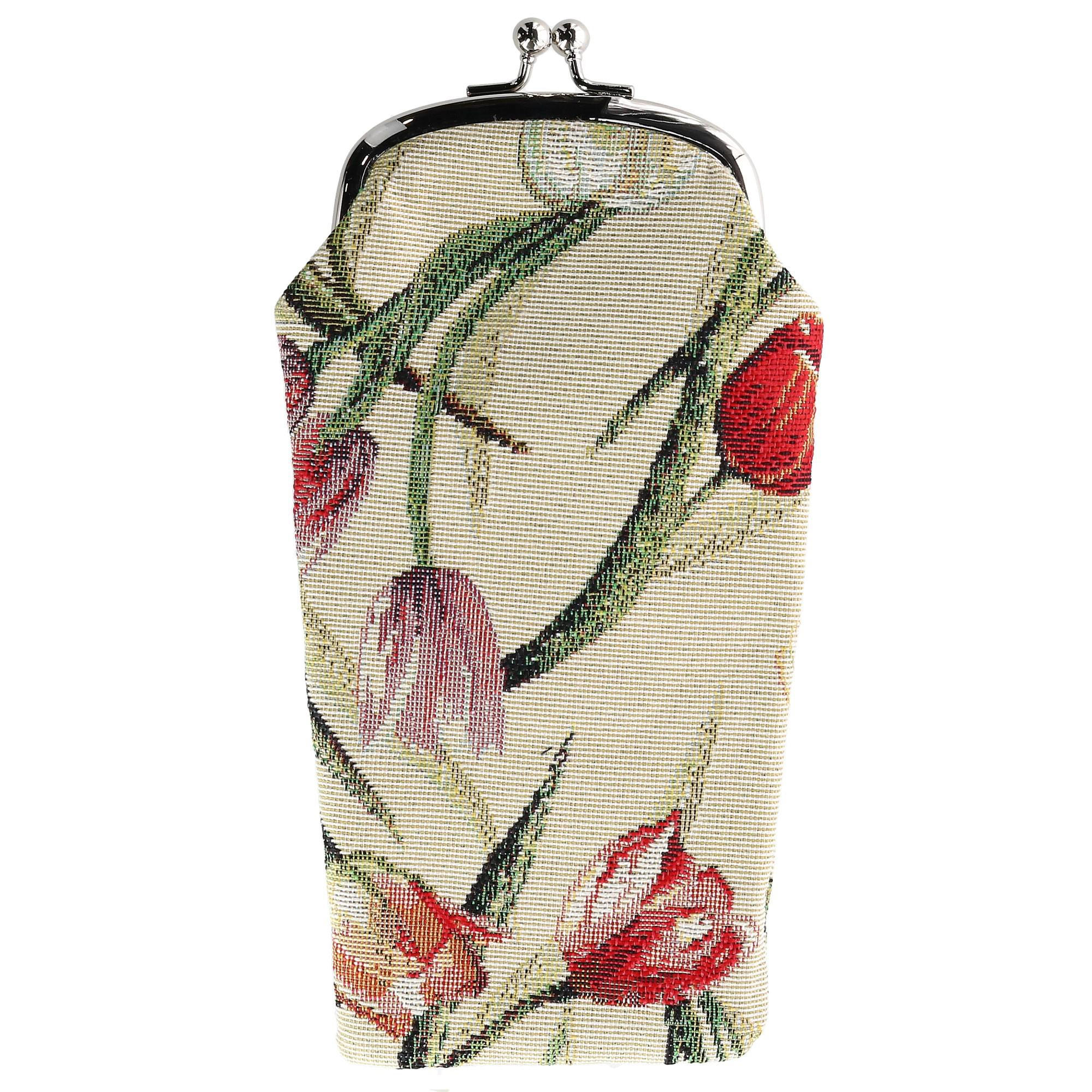 CTM Women's Tulip Print Tapestry Glasses Case