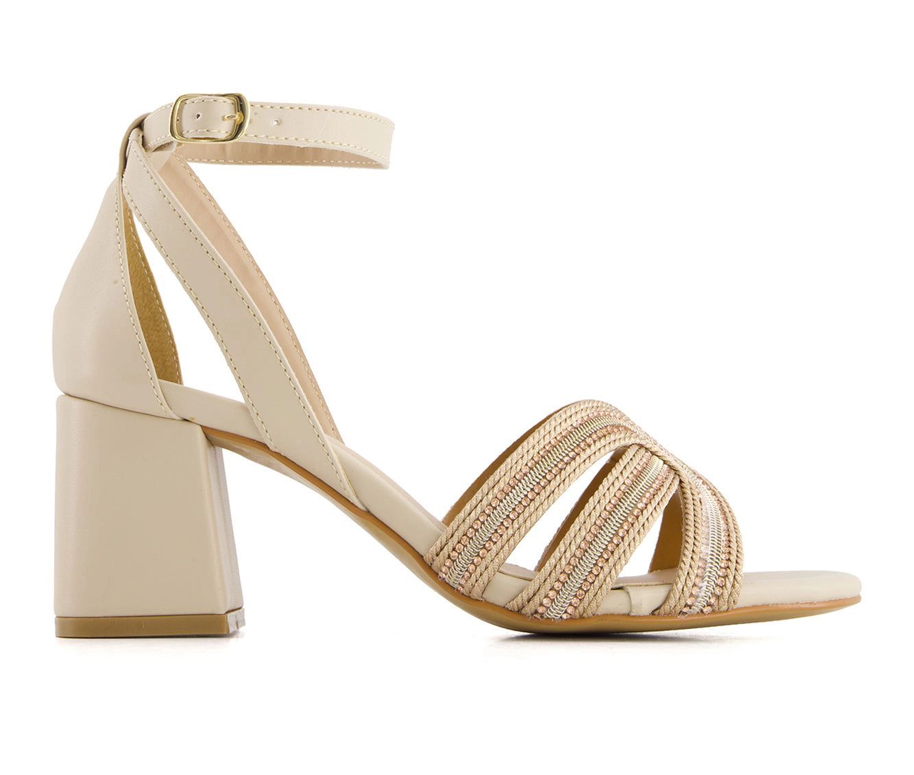 Andrea Womens Medium Heel Ankle Strap Sandals