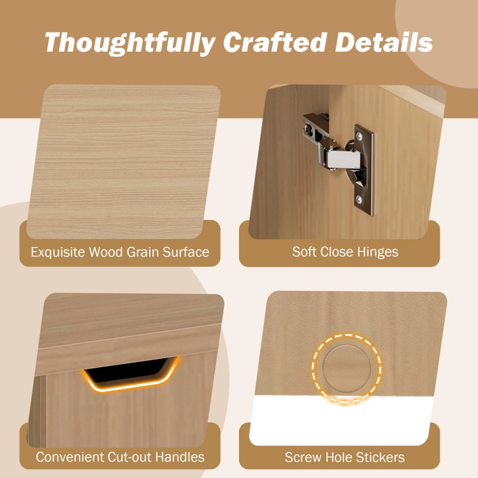 SUGIFT Foldable Coffee Table with 2-Door Storage Cabinet 155-lb Tabletop Capacity 45-lb Cabinet Capacity Oak