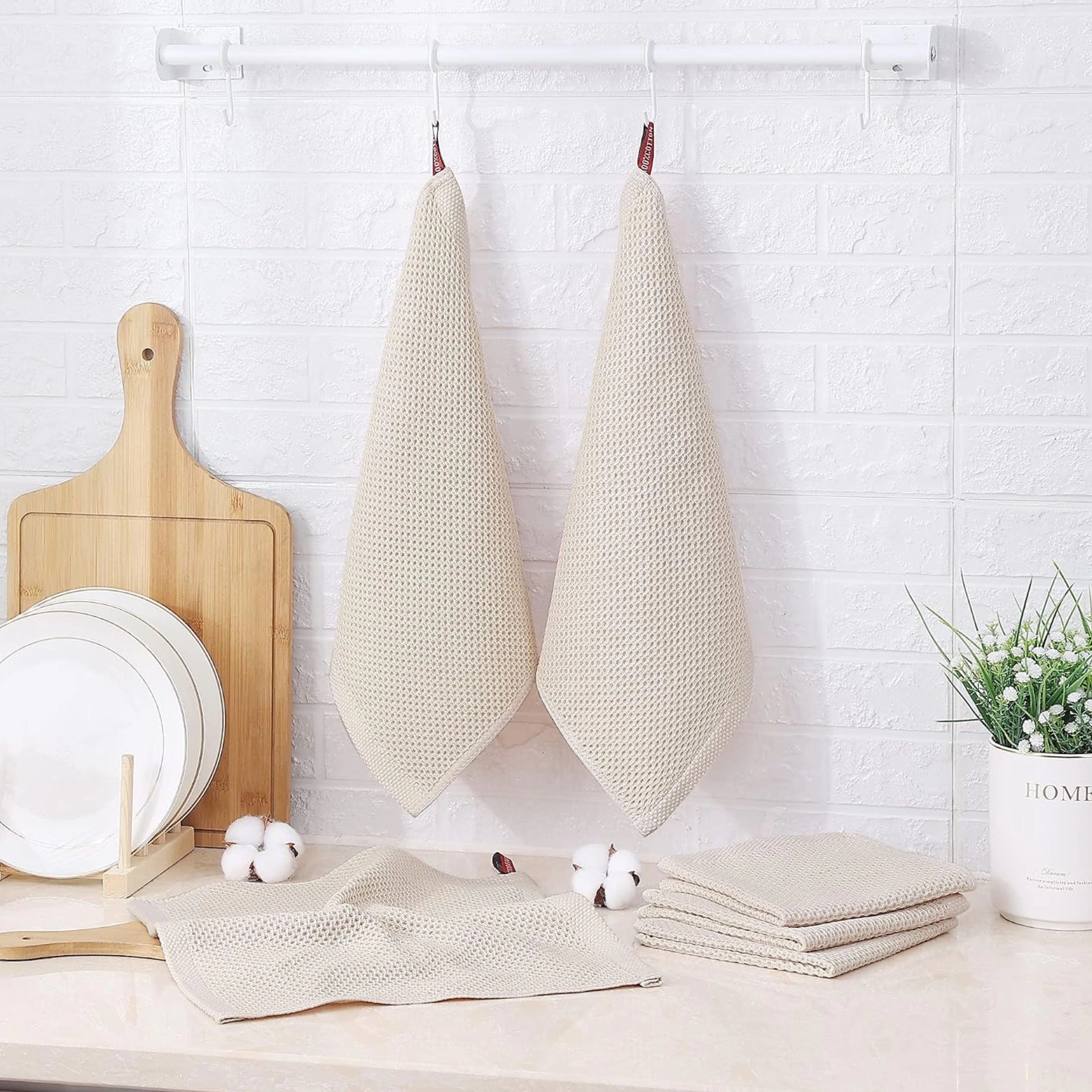 Stock Preferred Pack of 6 Cotton Waffle Kitchen Dish Towels 12x12 Inch
