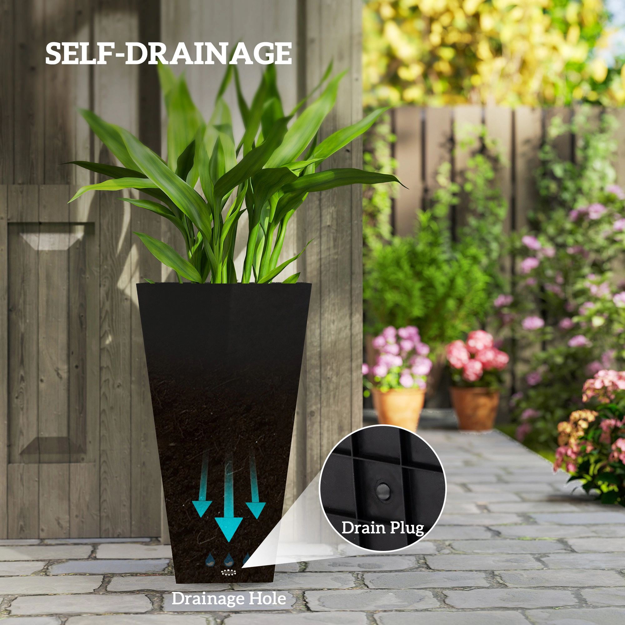 HONGGE Planters for Outdoor Set of 3 with Indoor