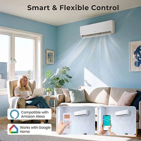 SUGIFT 18000-BTU 2-Zone 24-SEER2 208-230V R454B Ductless Mini Split Air Conditioner Heat Pump 9K + 9K