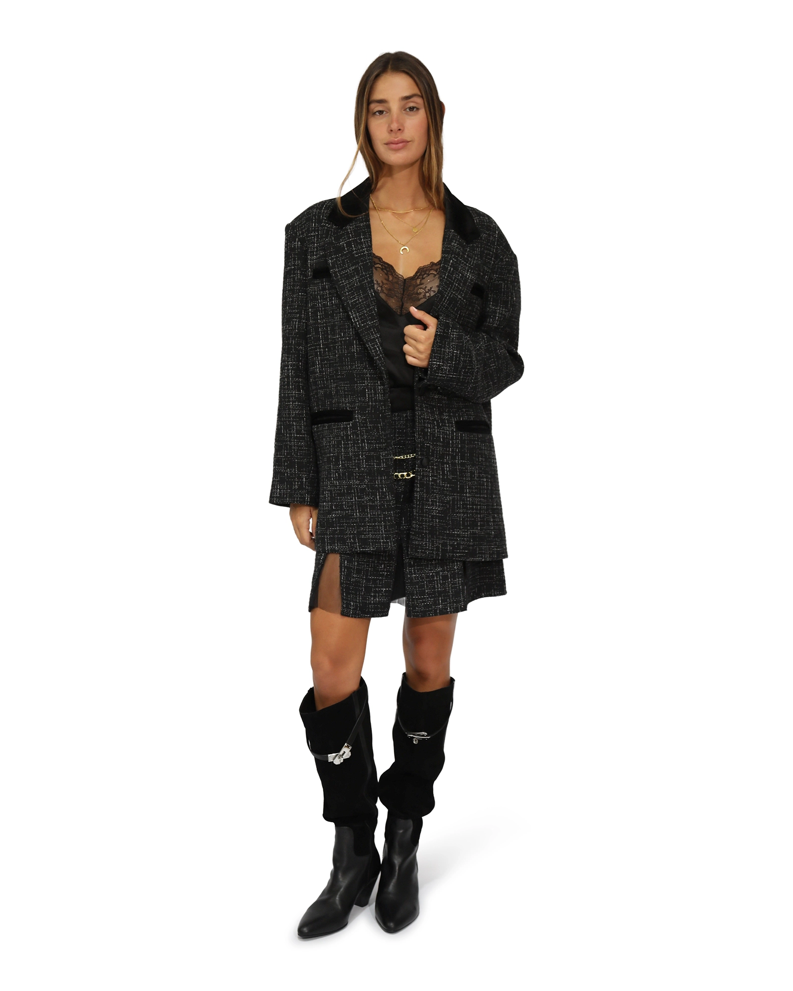 Belle & Bloom Set Me Free Tweed Skirt