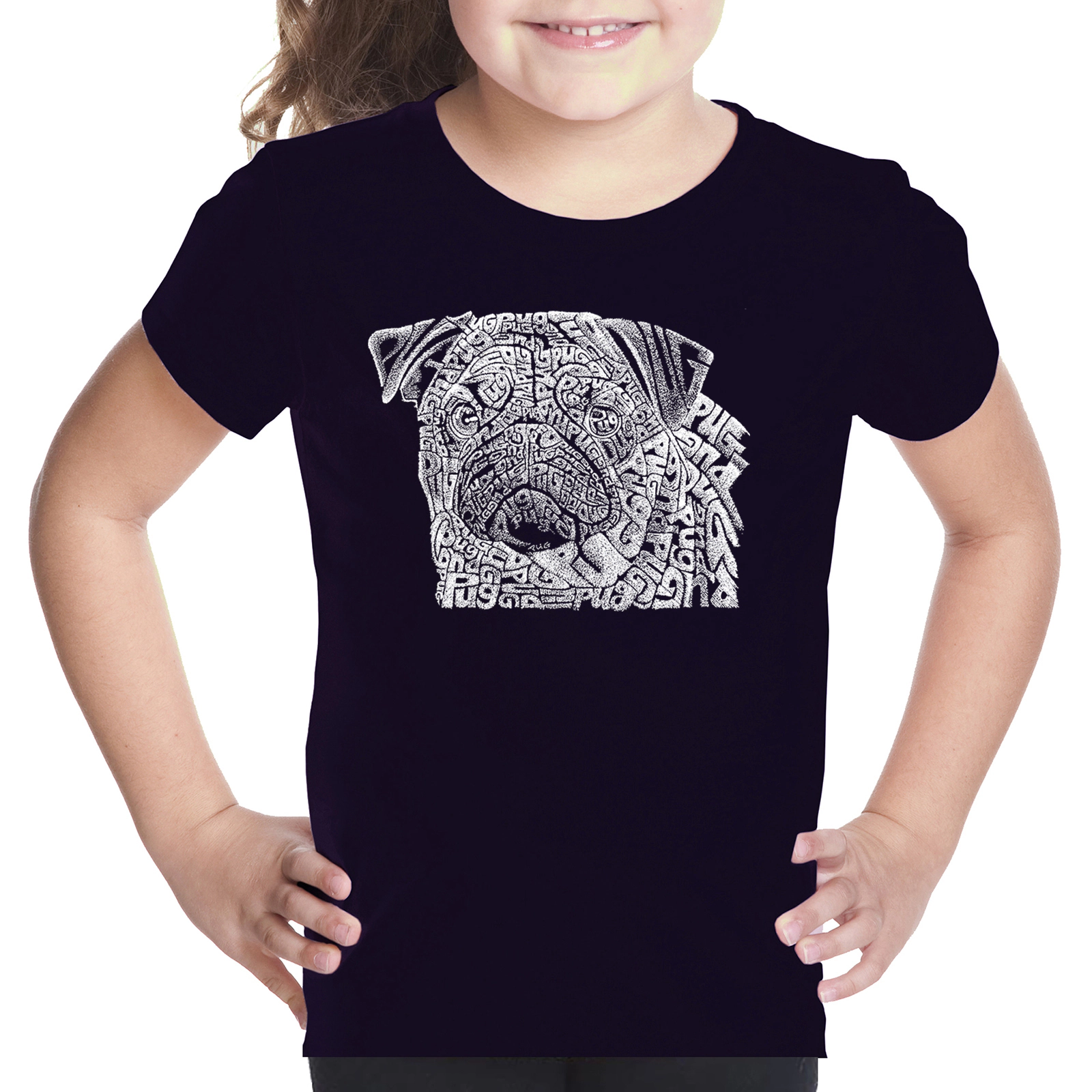 LA Pop Art Girls Word T-Shirt - Pug Face