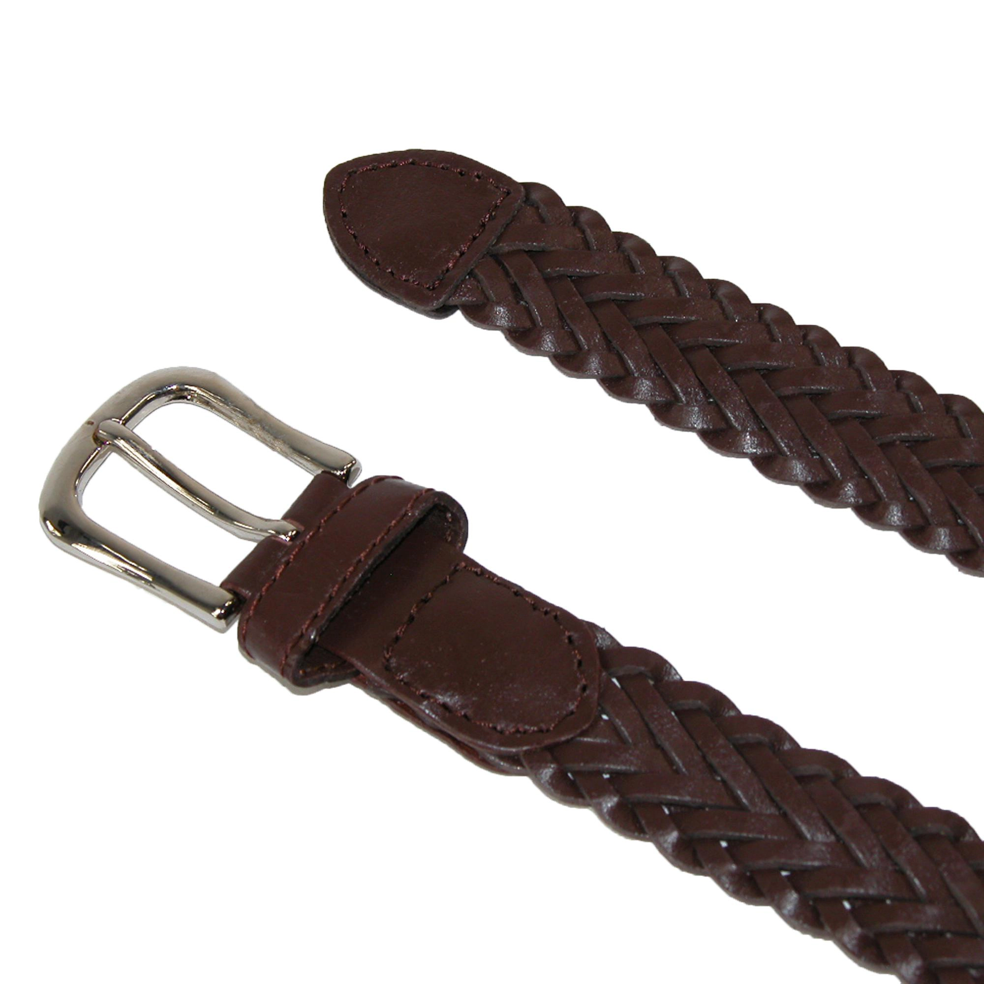 CTM Boys' Leather 3/4 Inch Adjustable Braided Dress Belt