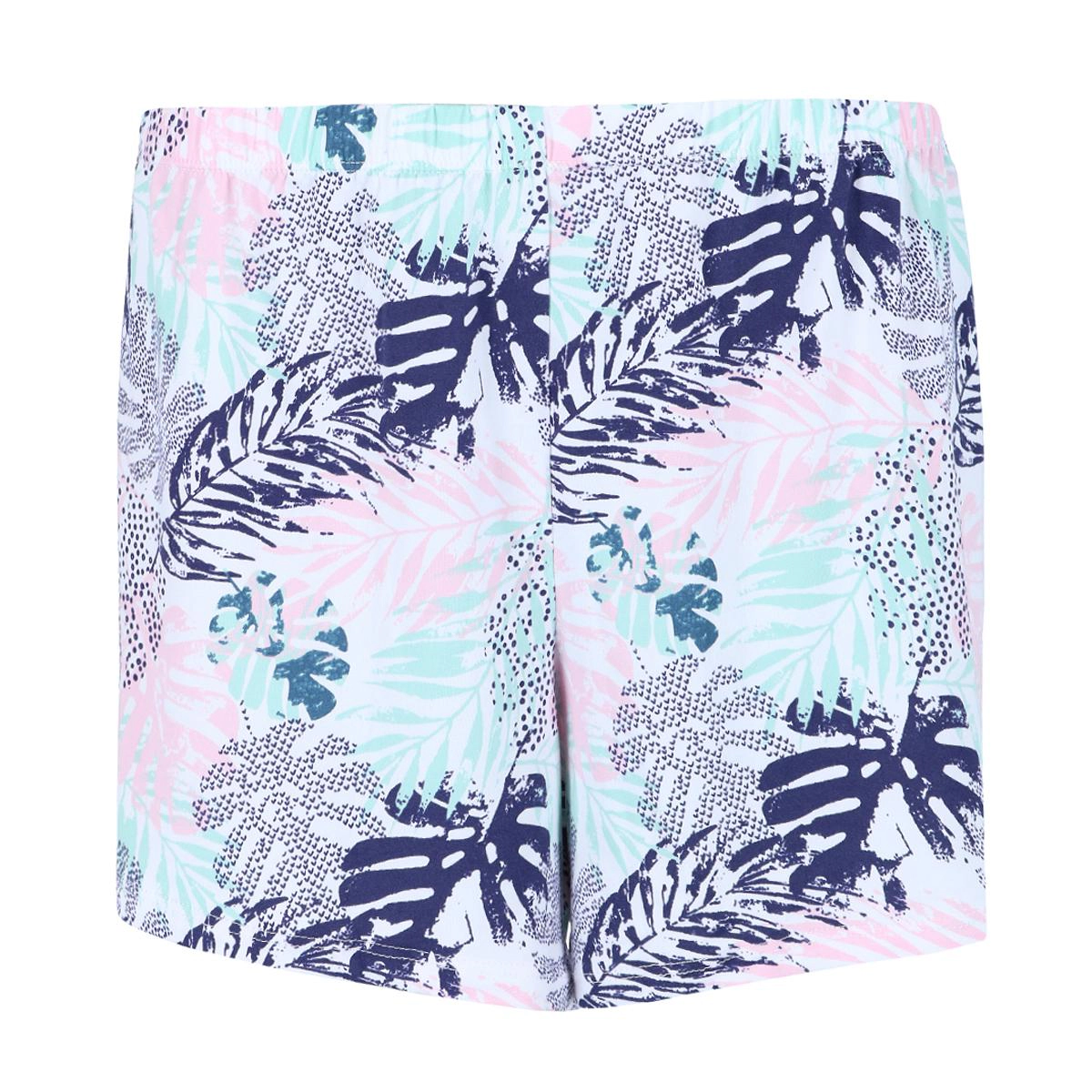 PJ Couture Women's Plus Tropic Palms Notch Collar Short Set
