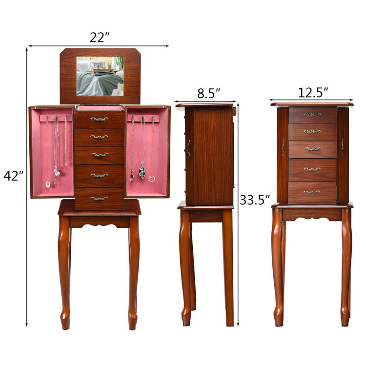 Hivvago Large Storage Capacity Jewelry Cabinet with 5 Drawers