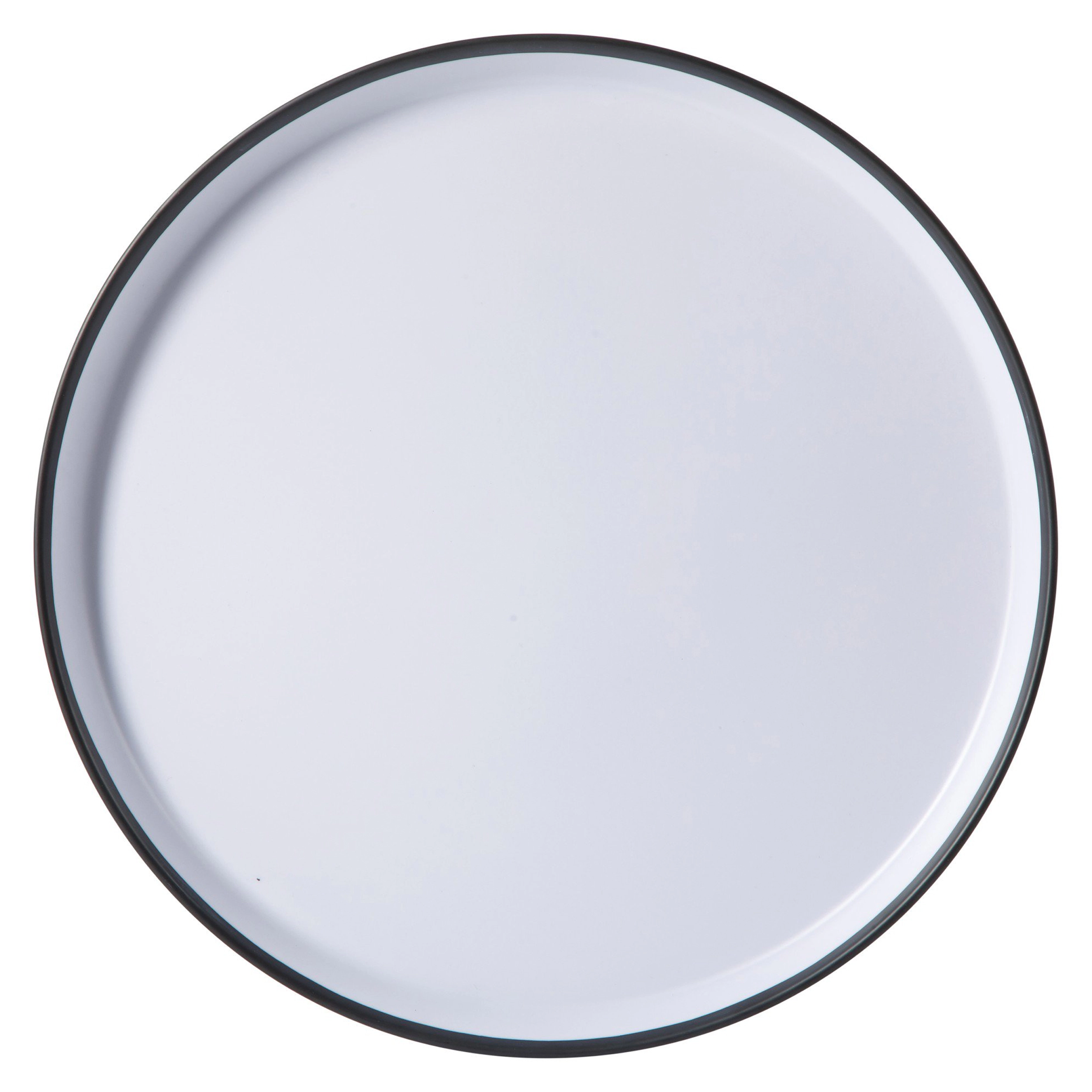 Gibson Home Folsom Shores 12 Piece Melamine Dinnerware Set in White w/ Black Rim