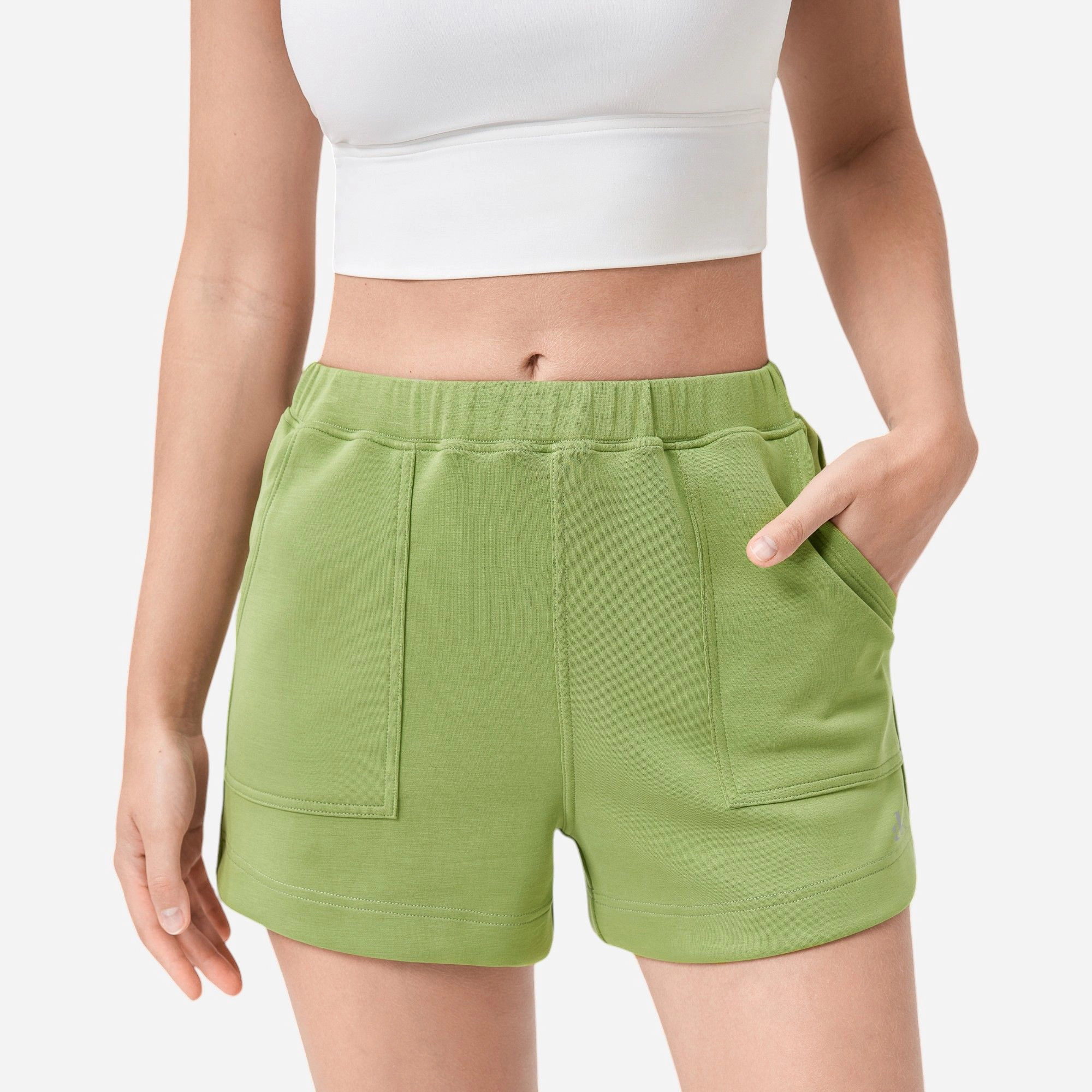 Anna-Kaci Women's High Waist Elastic Shorts with Side Pockets