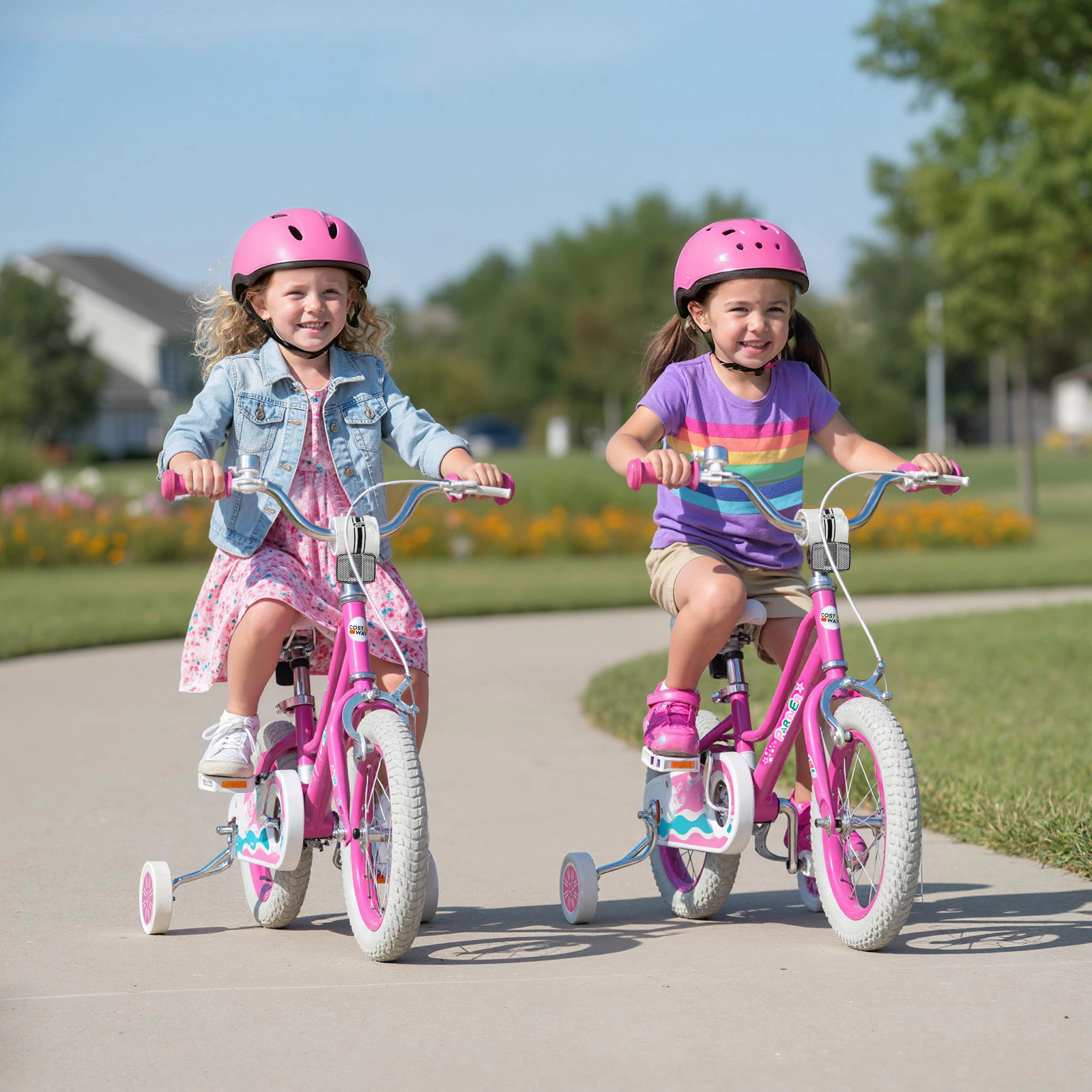LJG Kids Bike with Adjustable Handlebar Pink - Starlight Wave