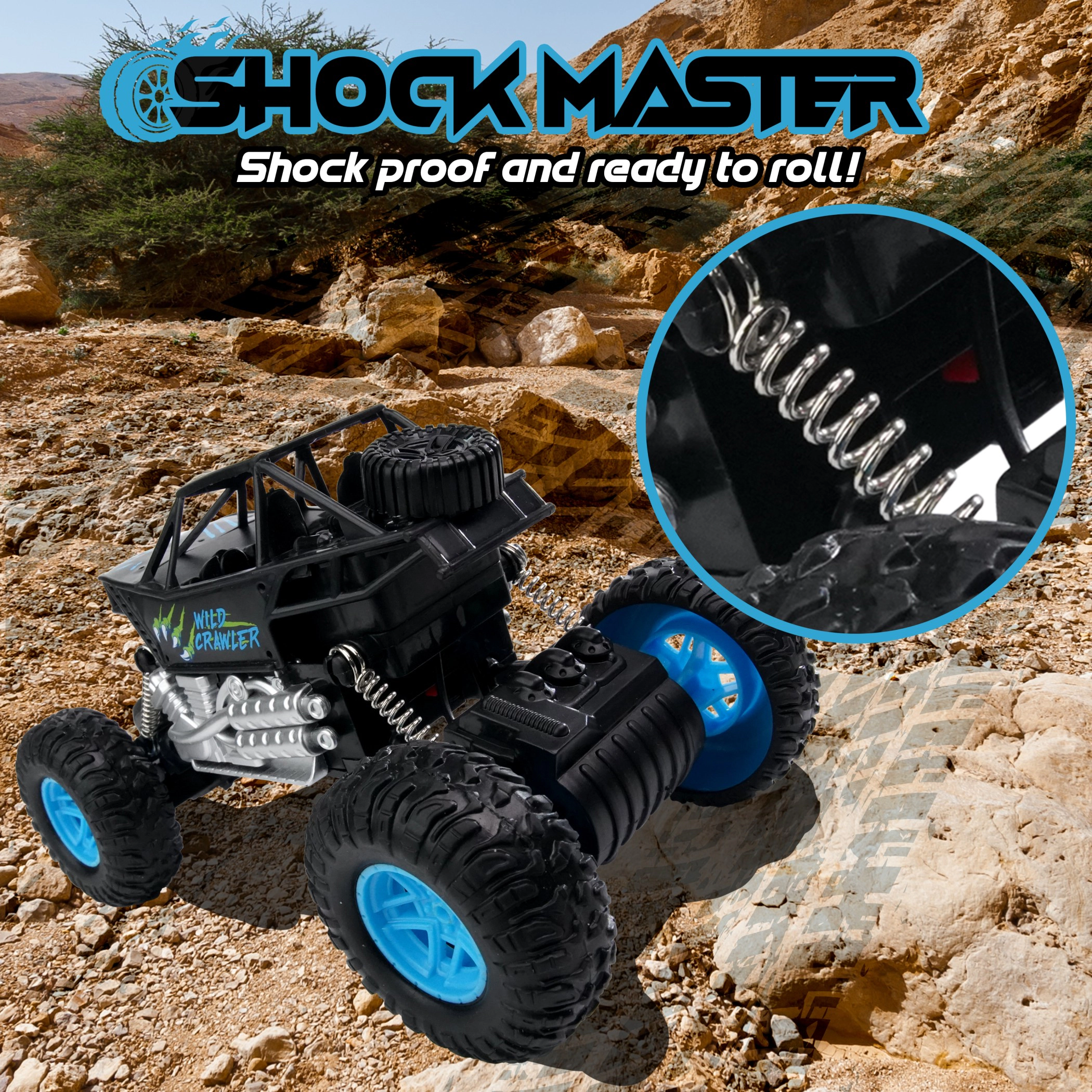 USA Toyz Wild Crawler RC Monster Truck Off-Road 4x4 Indoor and Outdoor Summer Rock Crawler High Suspension for Kids