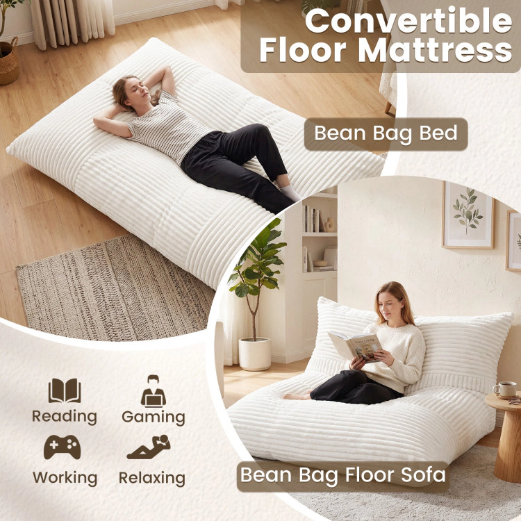 Hivvago Convertible Bean Bag Floor Sofa With Machine-Washable Corduroy Cover