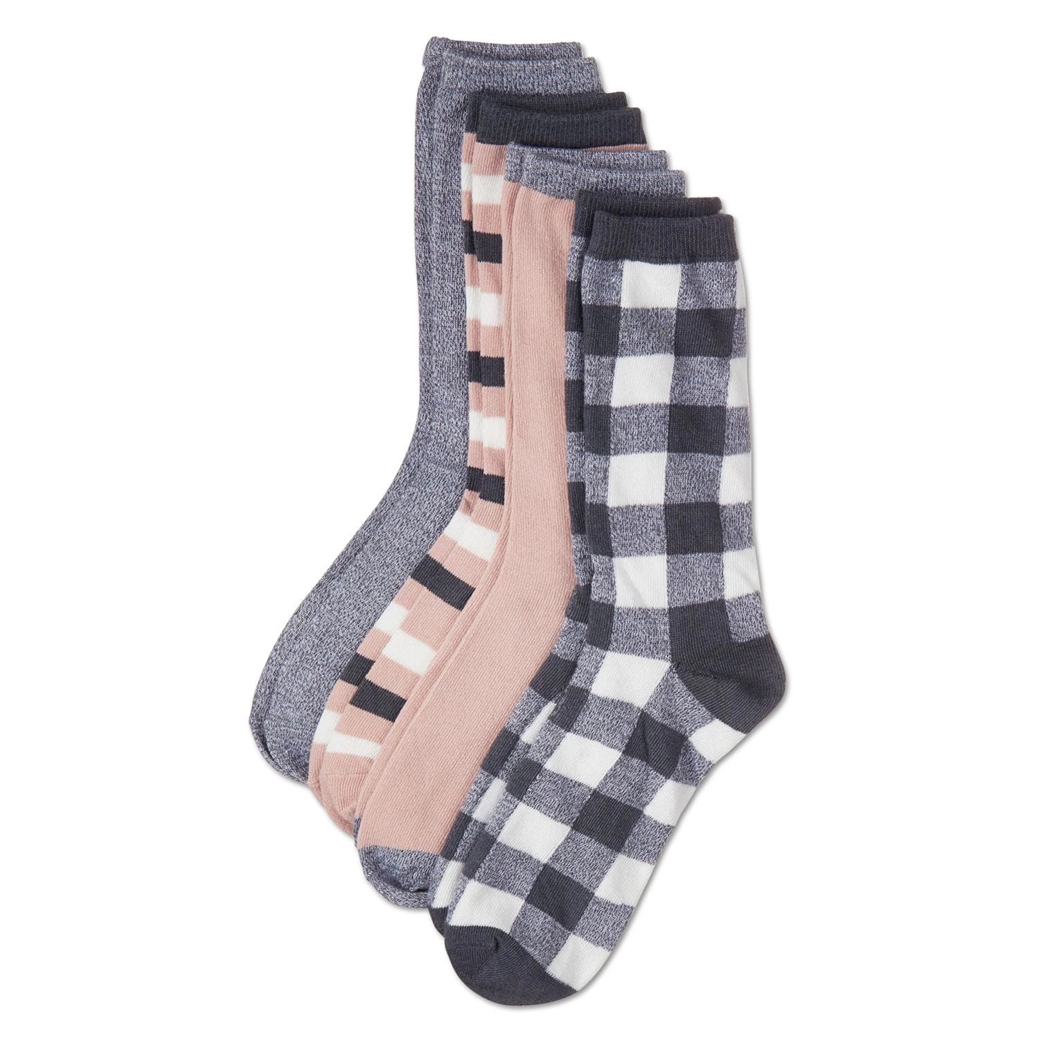 MeMoi Women's 4 Pair Pack Buffalo Check Buttersoft Crew Socks