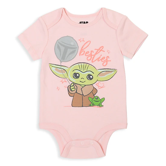 Star Wars The Mandalorian Grogu Baby Girls' 5-Pack Short Sleeve Bodysuits