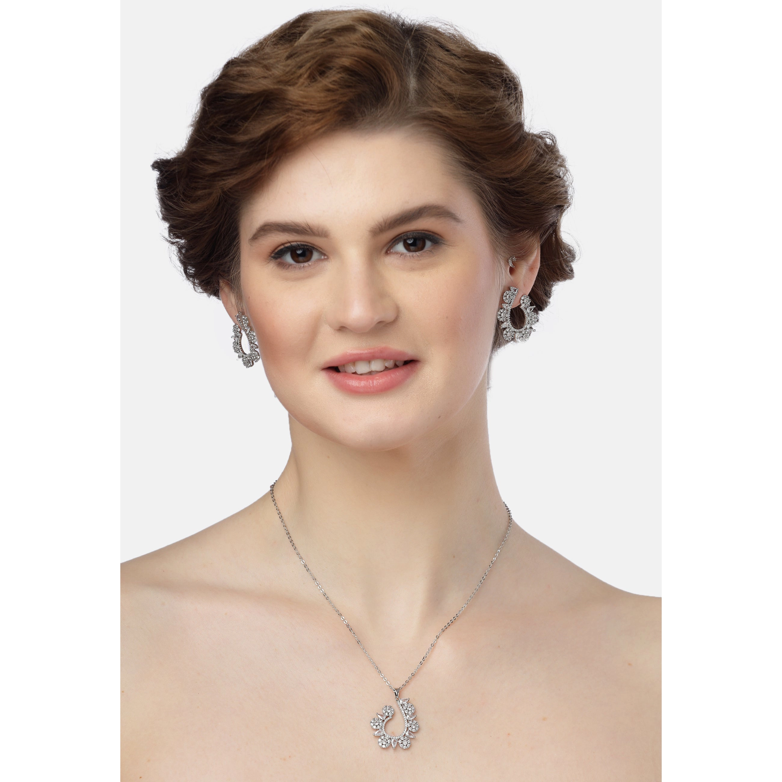 AGP PARIS Dainty Floral Womens Necklace and Earrings Set