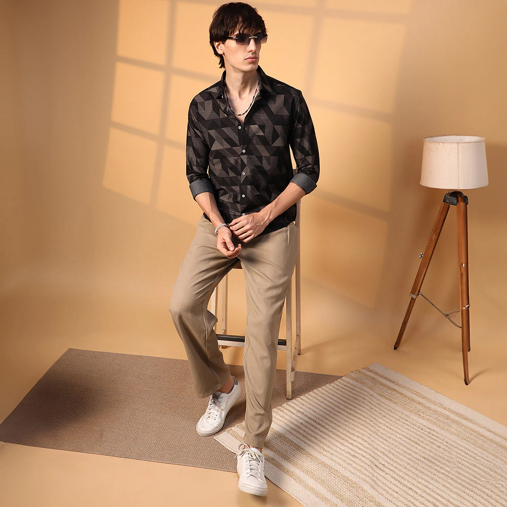 Geometric Seersucker Shirt