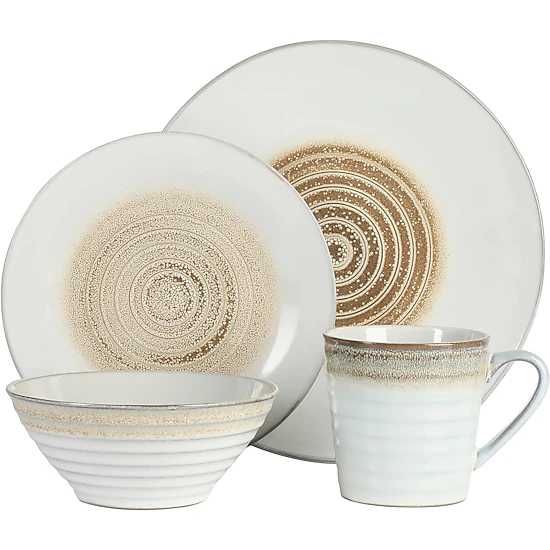 Gibson Elite Spiral Embossed 16 Piece Stoneware Dinnerware Set in Blue