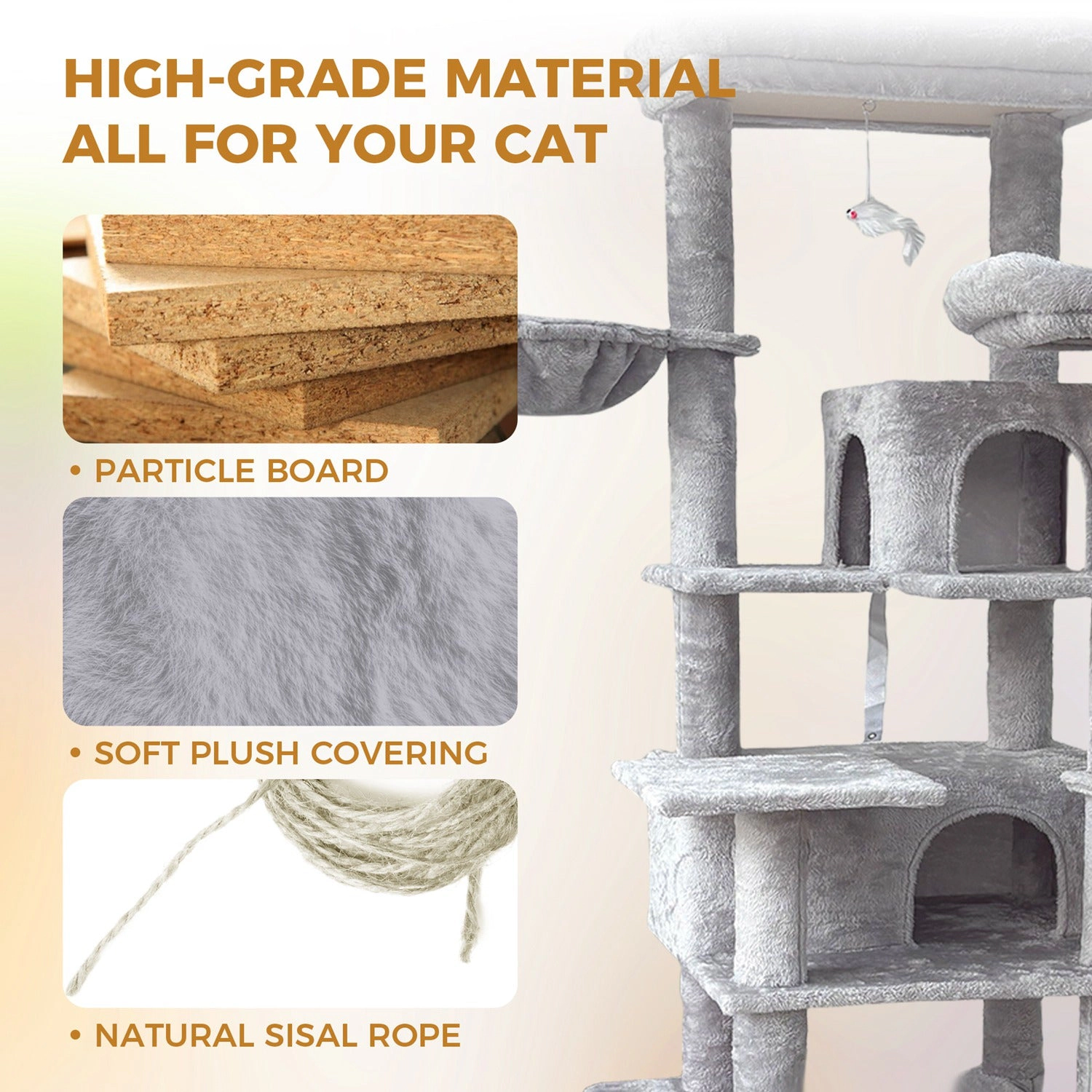 GBruno 68in Multi-Level Cat Tree Tower With Hammocks
