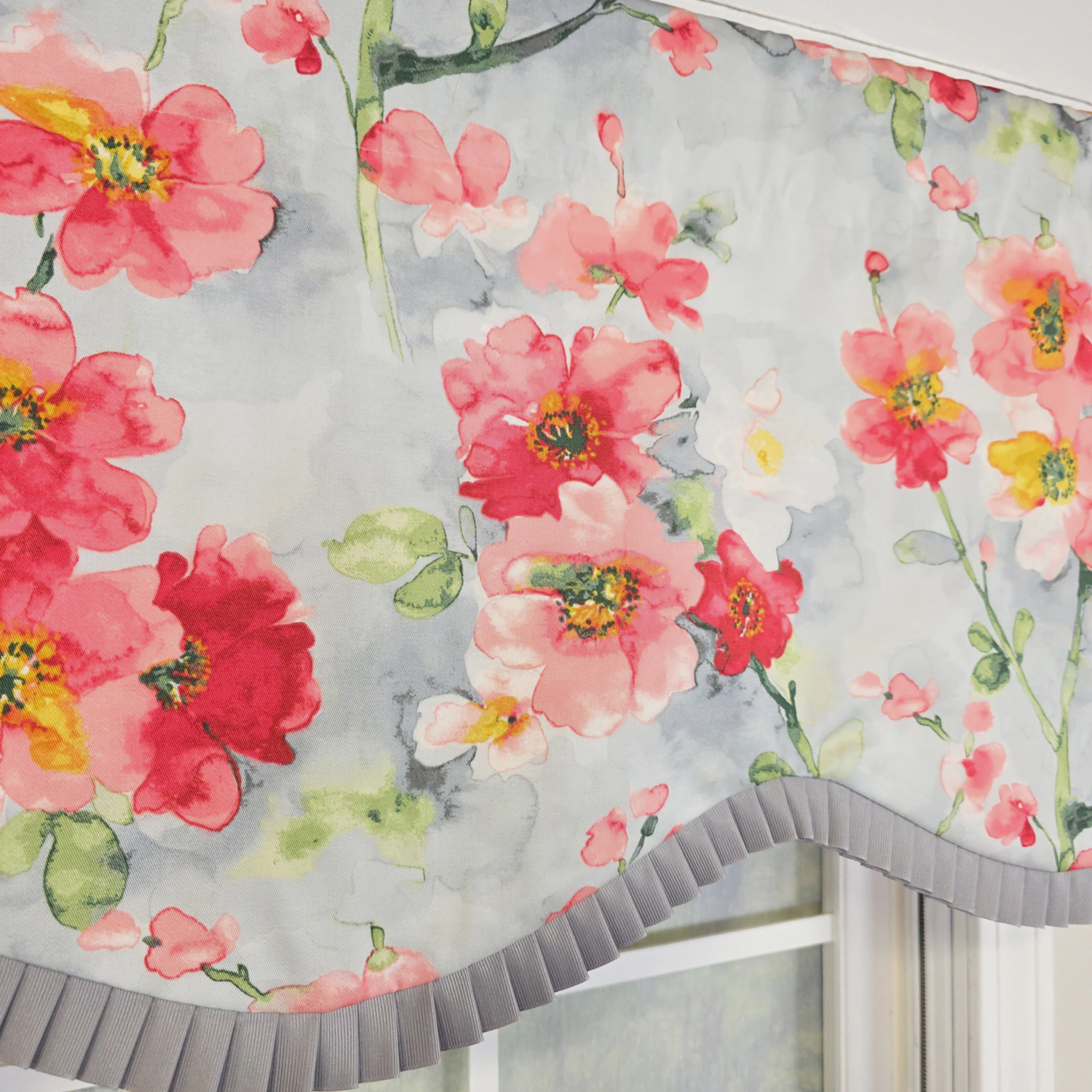 RLF Home 100% Cotton Prosperity Provance  Fully lined Windows Rod Pocket Valance 50" x 15"  Gray