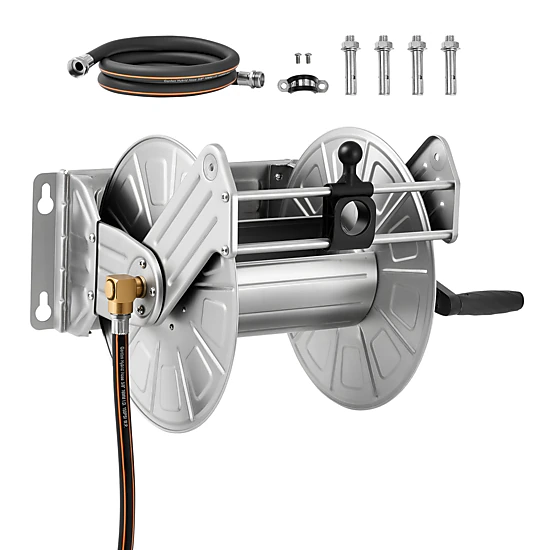 HONGGE Heavy-Duty Wall Mounted Garden Hose Reel Holds 5/8-inch Hose Outdoor Winder