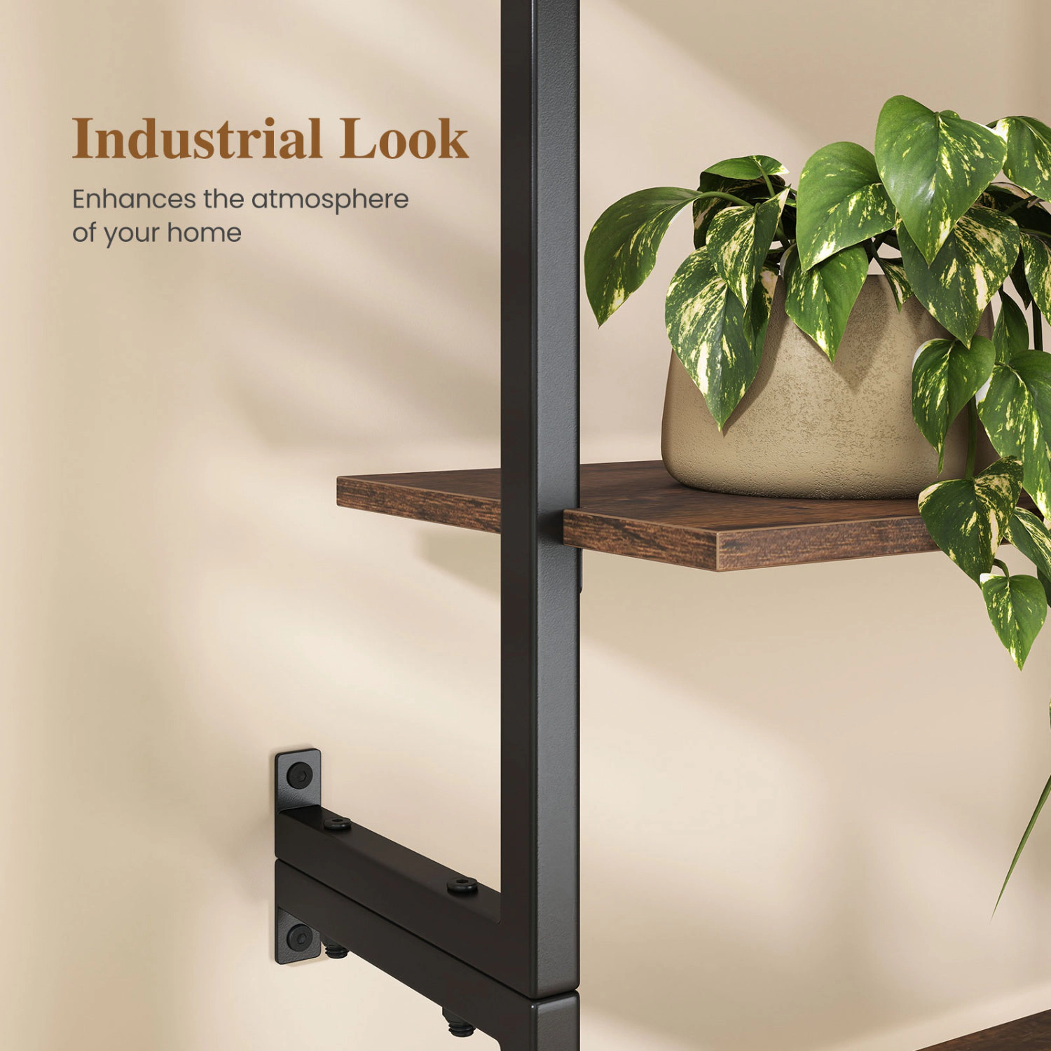 LJG 6-Tier Freestanding Ladder Storage Bookshelf with Metal Frame for Study and Pantry