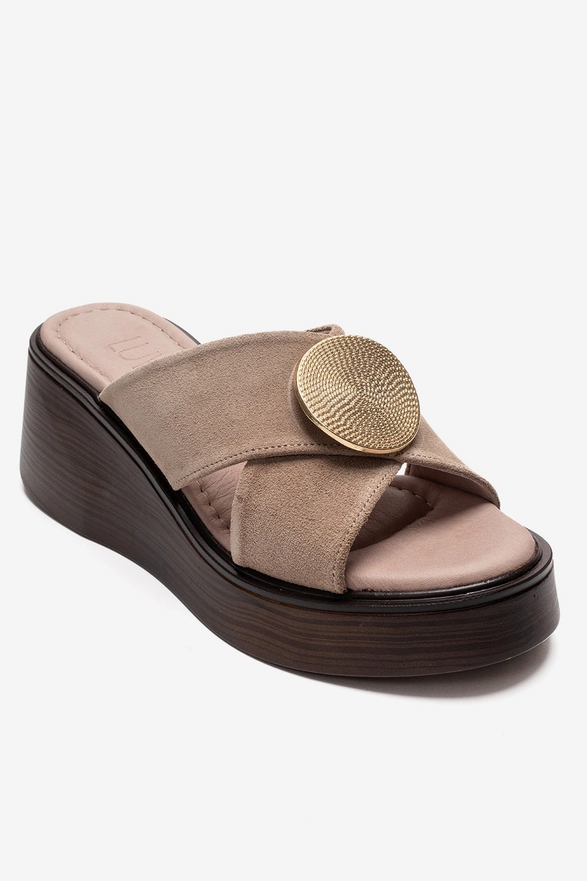 Forever & Always Womens Fianna Leather Cross Strap Platform Sandals