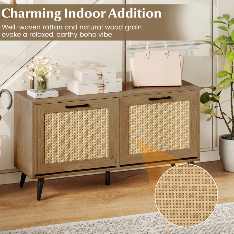 Hivvago Modern Shoe Cabinet with 2 Flip Drawers and Shelves