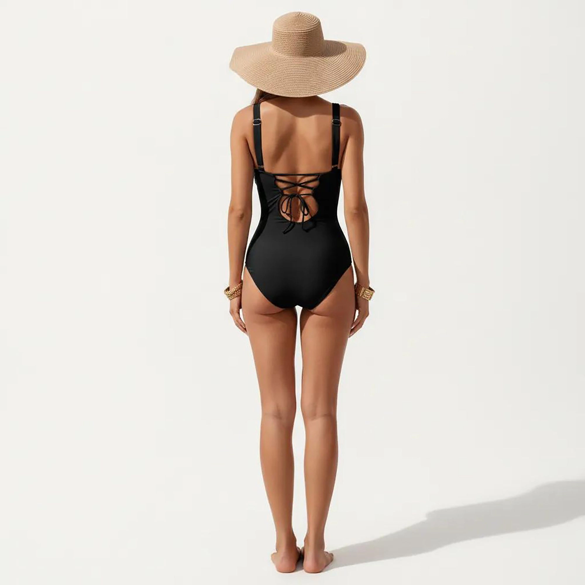 Anna-Kaci Women Color Block Wrap One Piece Swimsuit - Starfish Accent, Sculpted Fit