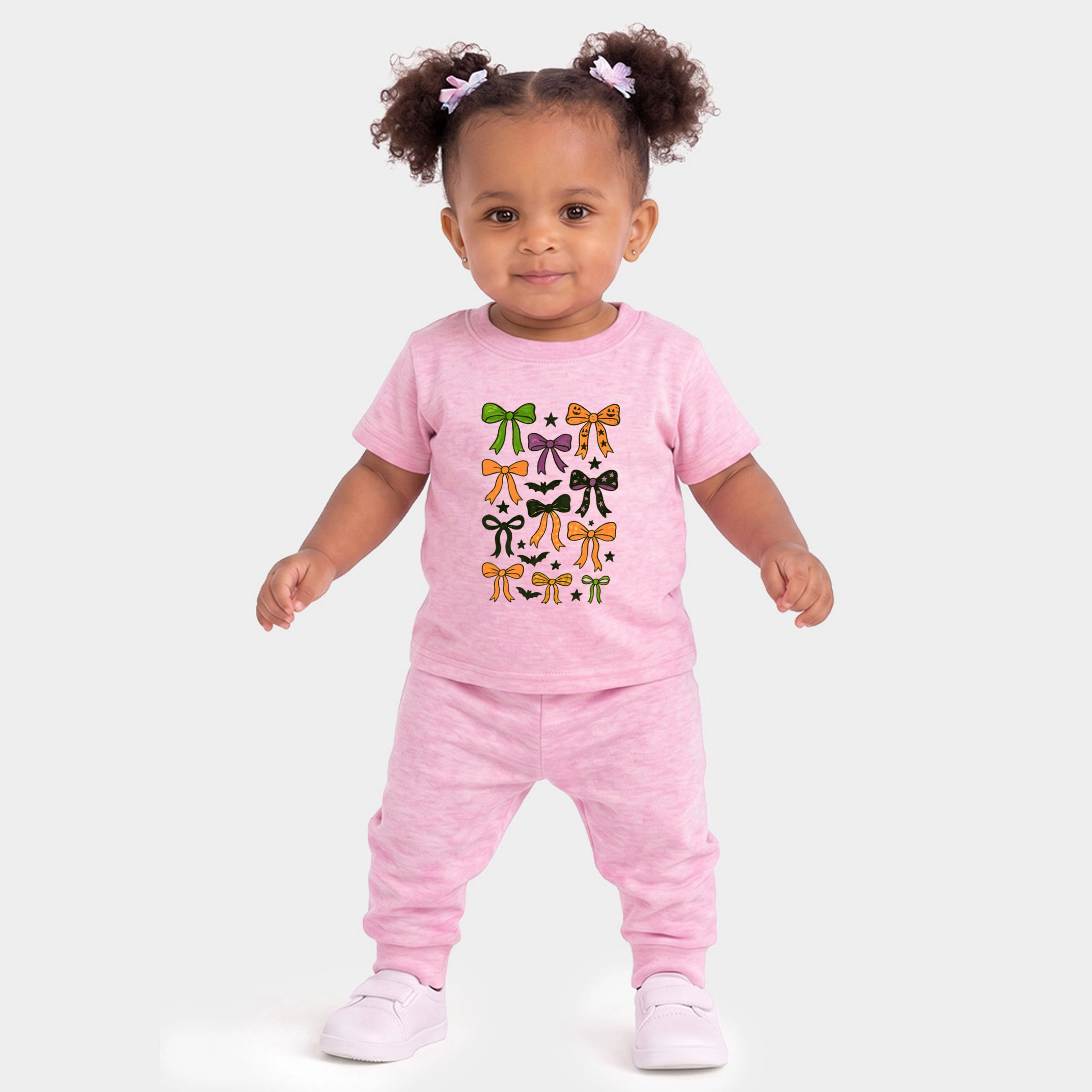 The Juniper Shop - Infant Jogger Pant Crew Set of 2 Coquette Colorful Halloween Bows