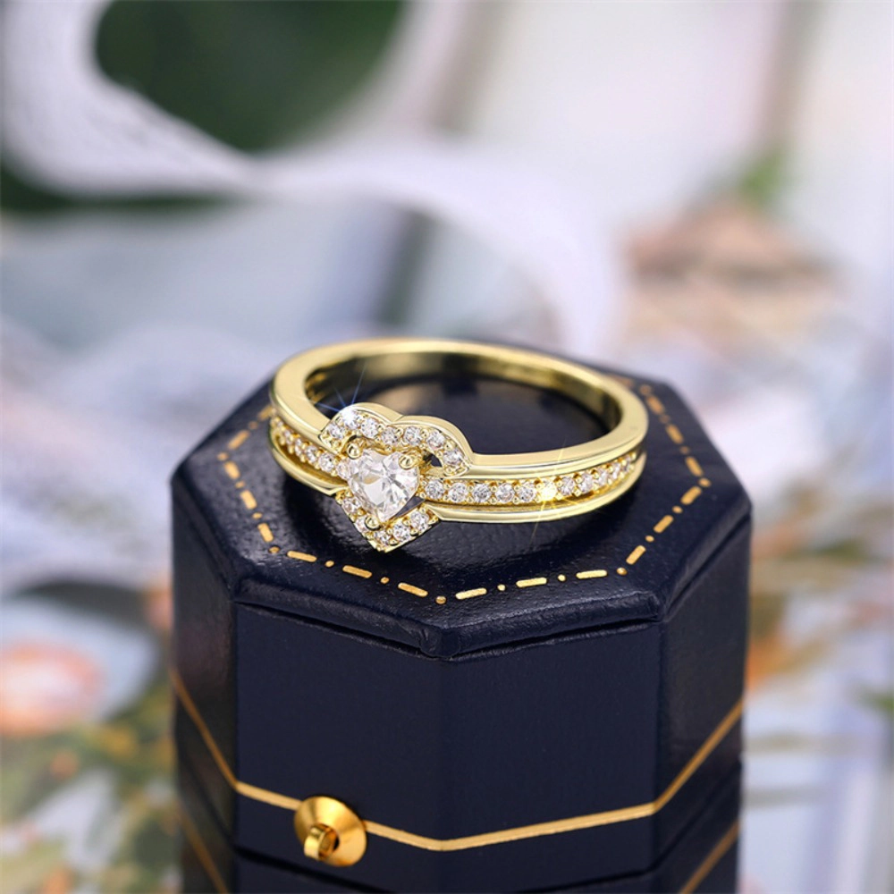 Heart Shape Engagement Ring Synthetic Gemstone Promise