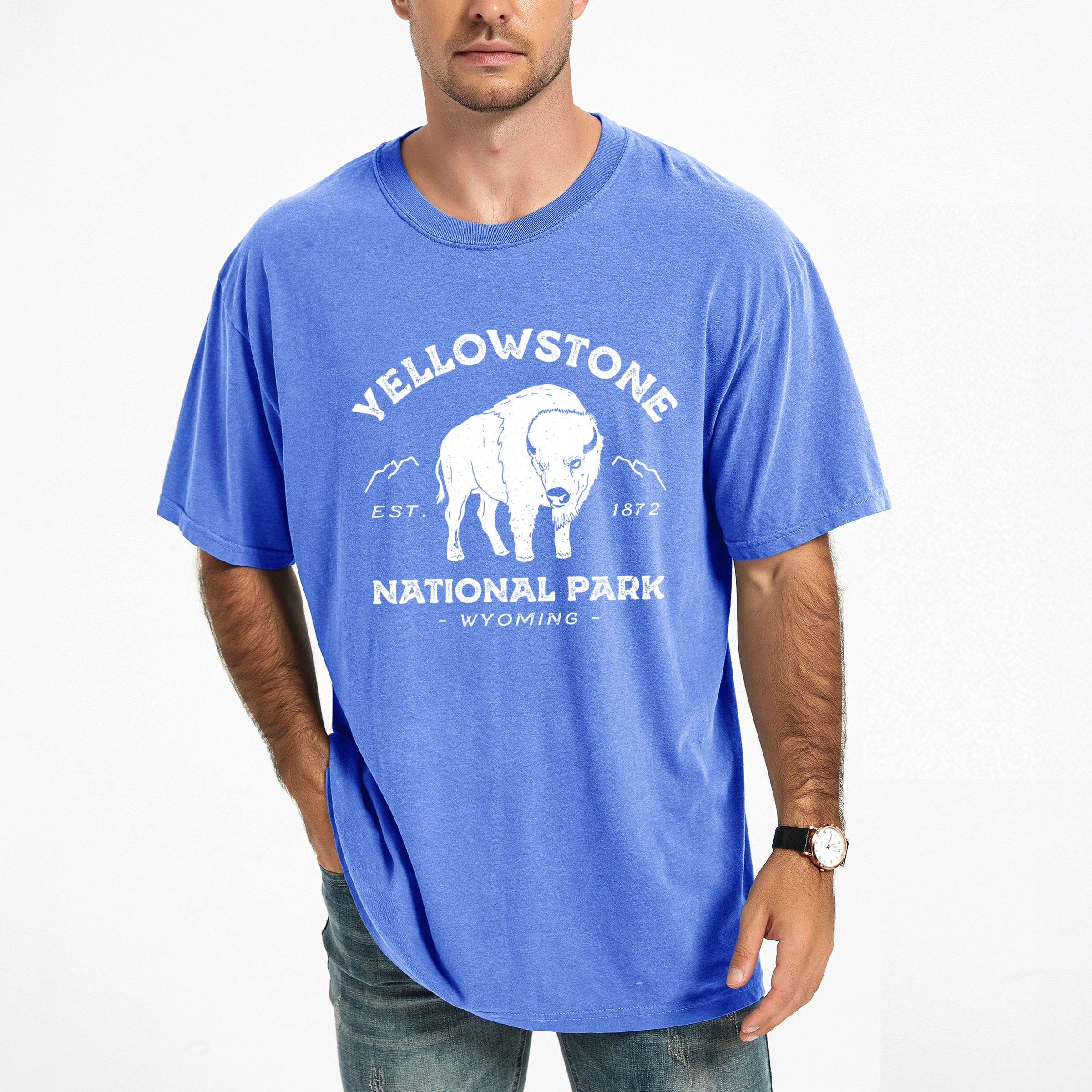 Simply Sage Market - Vintage Yellowstone National Park Men's Garment Dyed Graphic T-Shirt