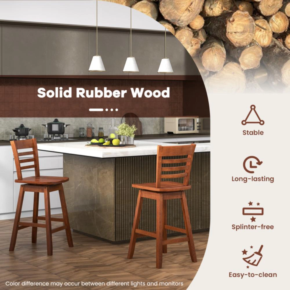 Hivvago Set of 2 Counter Height Bar Stools with Footrest for Kitchen Island