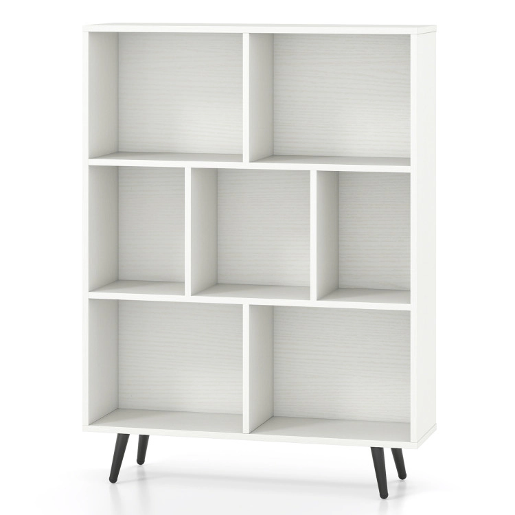 Hivvago Freestanding Cube Organizer Shelf with Tapered Metal Legs, Off White Finish