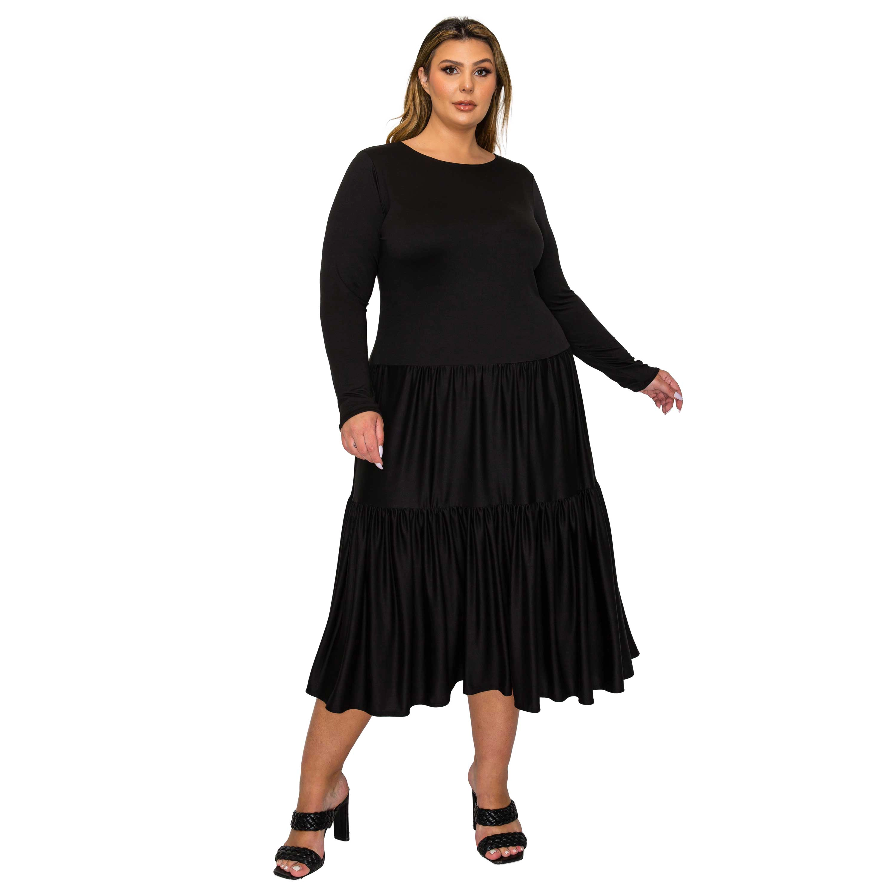 L I V D Women's Plus Eliana Tiered Midi Dress