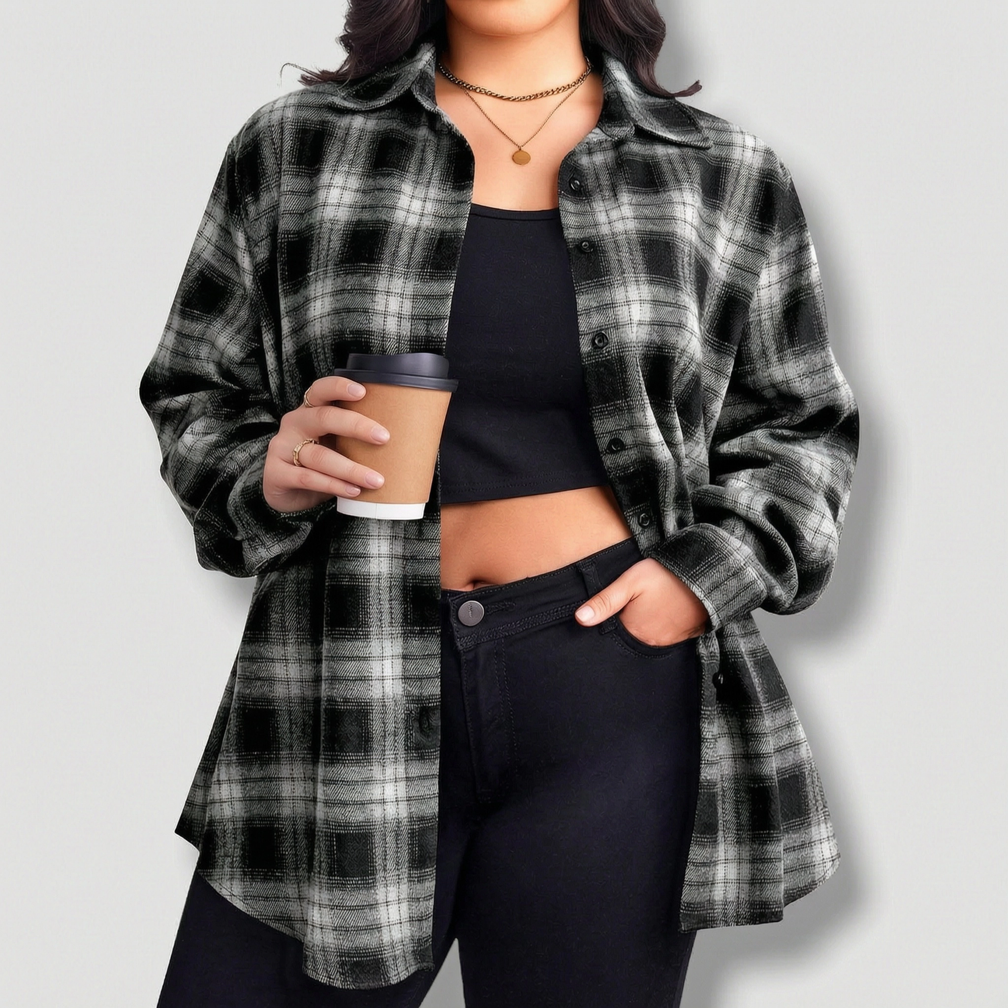 Zeagoo Women's Plaid Flannel Button Down Shirts Long Sleeve Collared Casual Shacket