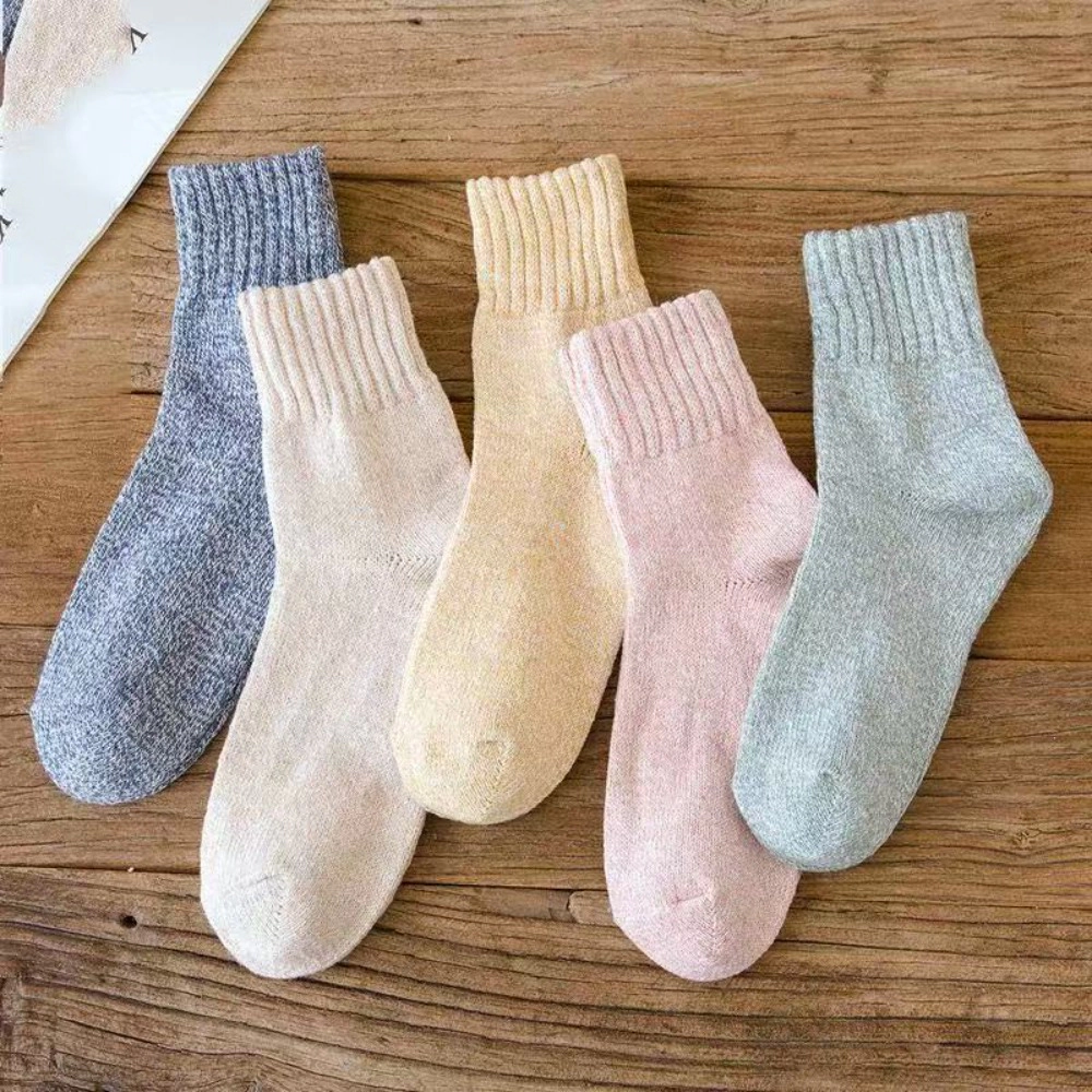 Wardrobe Whimsy 5 Pairs Crew Warm Socks for Women Classic Women's Winter Soft Crew Sock