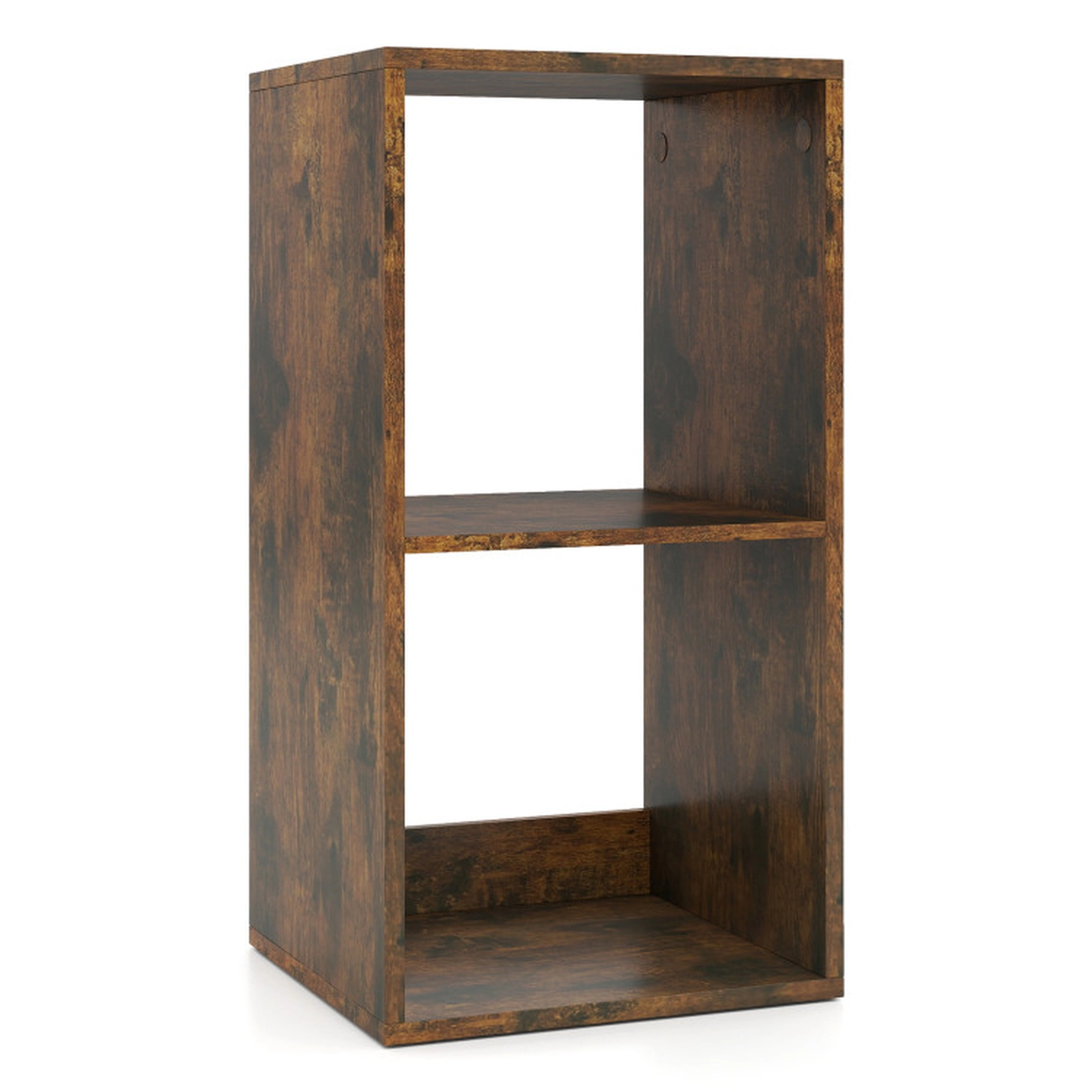 SUGIFT 2-Cube Engineered Wood Bookcase with Back Guardrail 110-lb Capacity 27.5-in Tall 14 x 13 x 27.5 in Rustic Brown