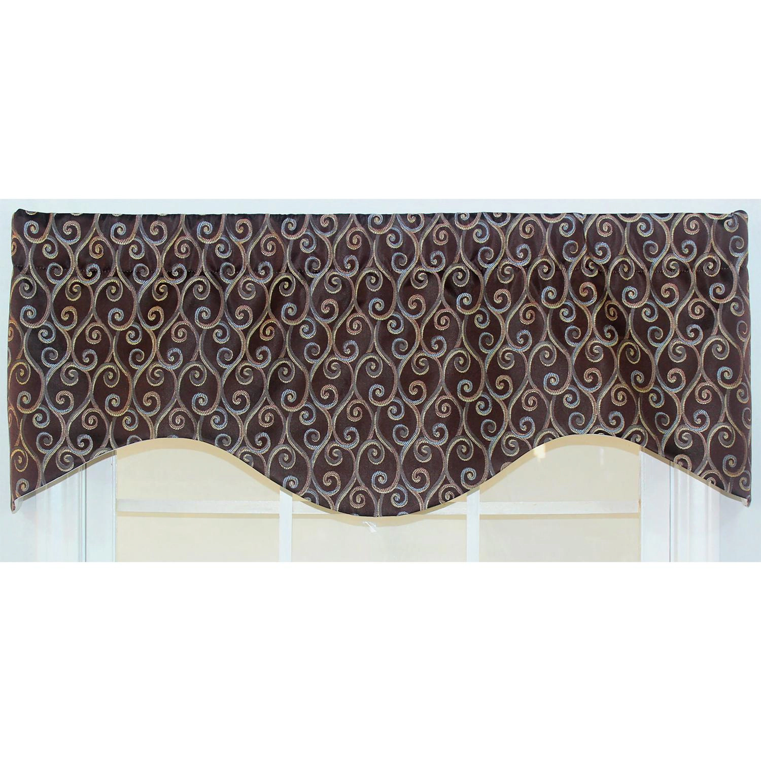 RLF Home Twine Cornice  100% Cotton with Fully Lined 3" Rod Pocket Valnance for Windows 50" x 17" Cocoa
