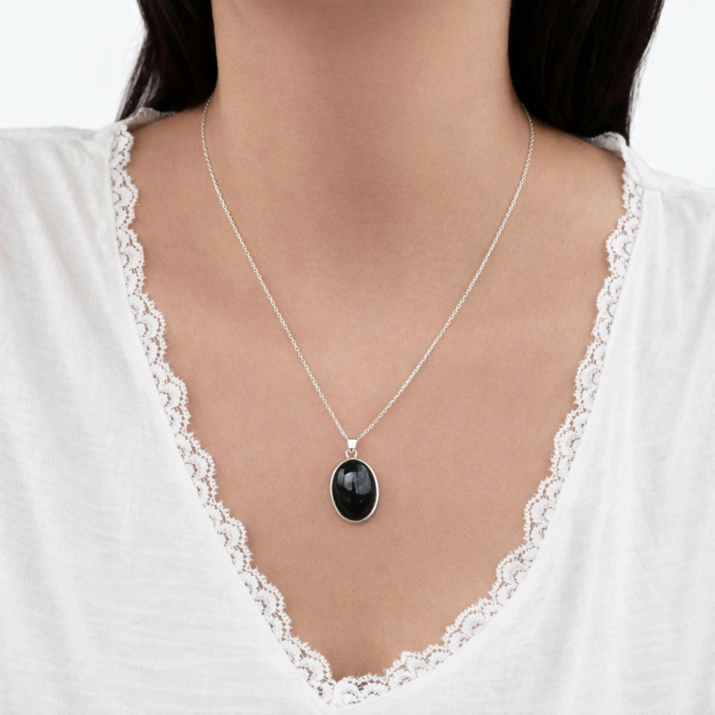Wear Sierra Unisex Sterling Silver Oval Handmade pendant Necklace