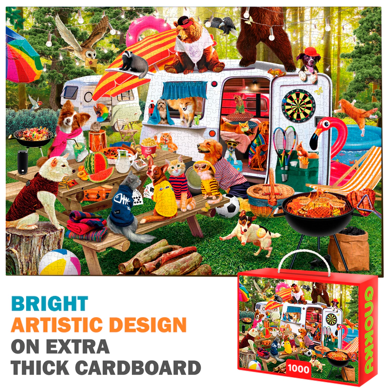 QUOKKA 1000-Piece Jigsaw Puzzle Collection for Adults, Travel, Animal & Fantasy Illustrated Scenes