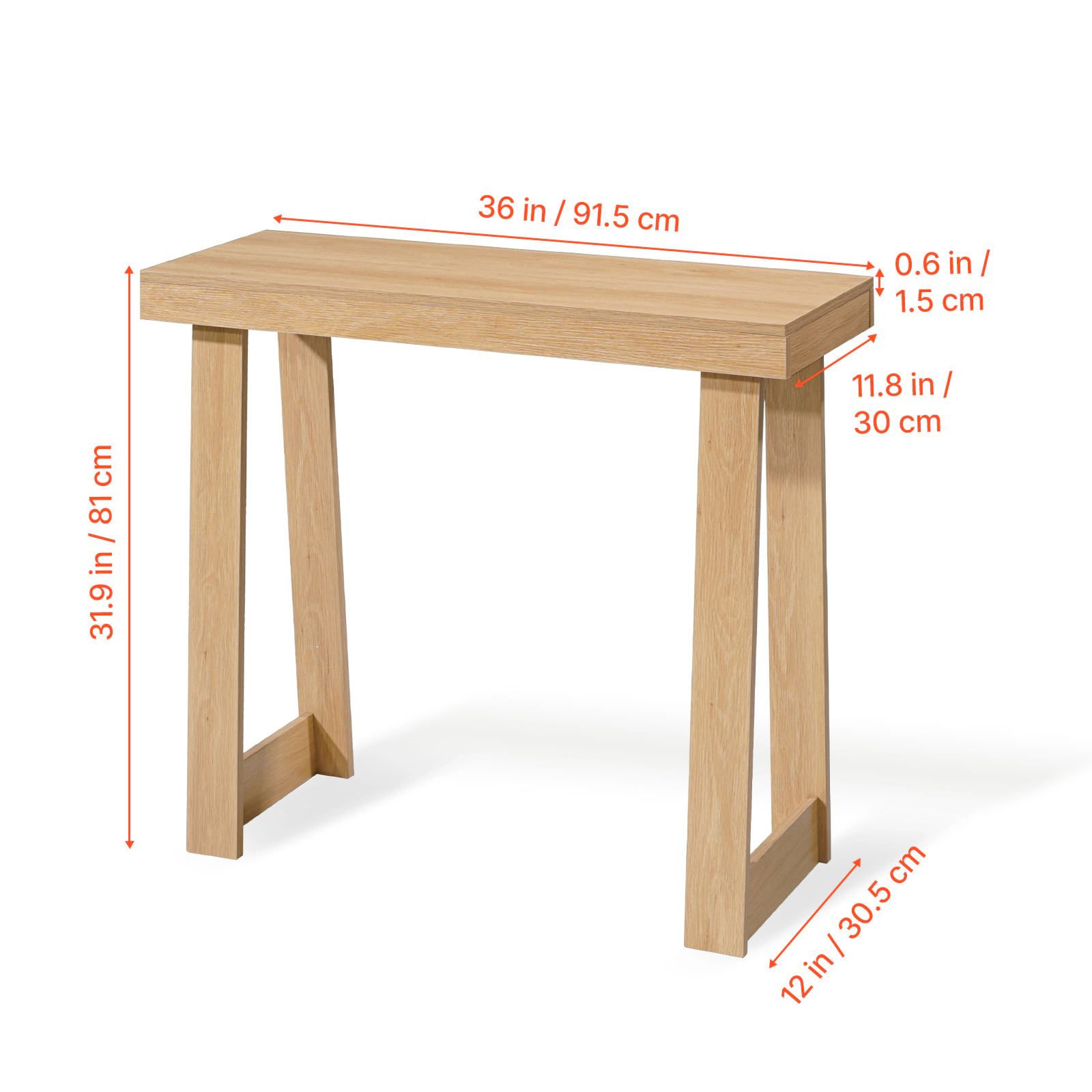 HONGGE Farmhouse Console Table Behind Couch, Wooden Rectangle Narrow Sofa Desk for Hallway Bedroom Living Room Foyer
