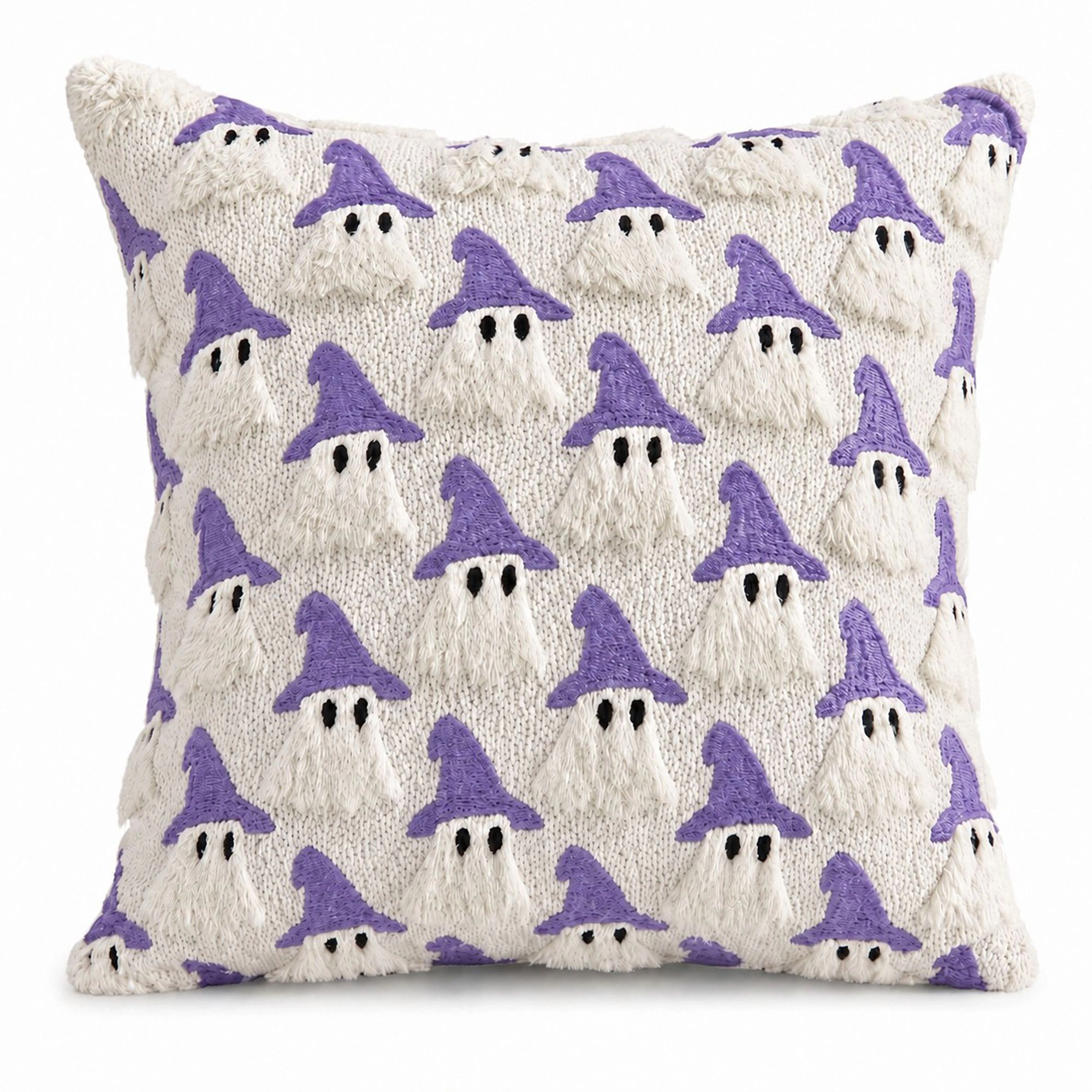 Alilang Halloween Tufted Witch Ghost Decorative Throw Pillow Cover