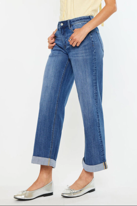 KanCan Women's Essentials High Rise Wide Leg Jeans Reyna