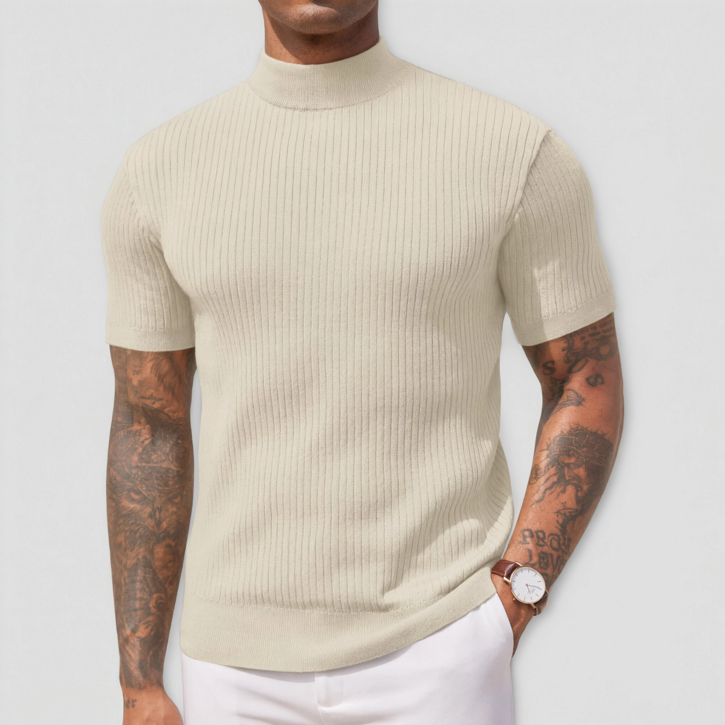 COOFANDY Men's Slim Fit Short Sleeve Mock Neck T-Shirt